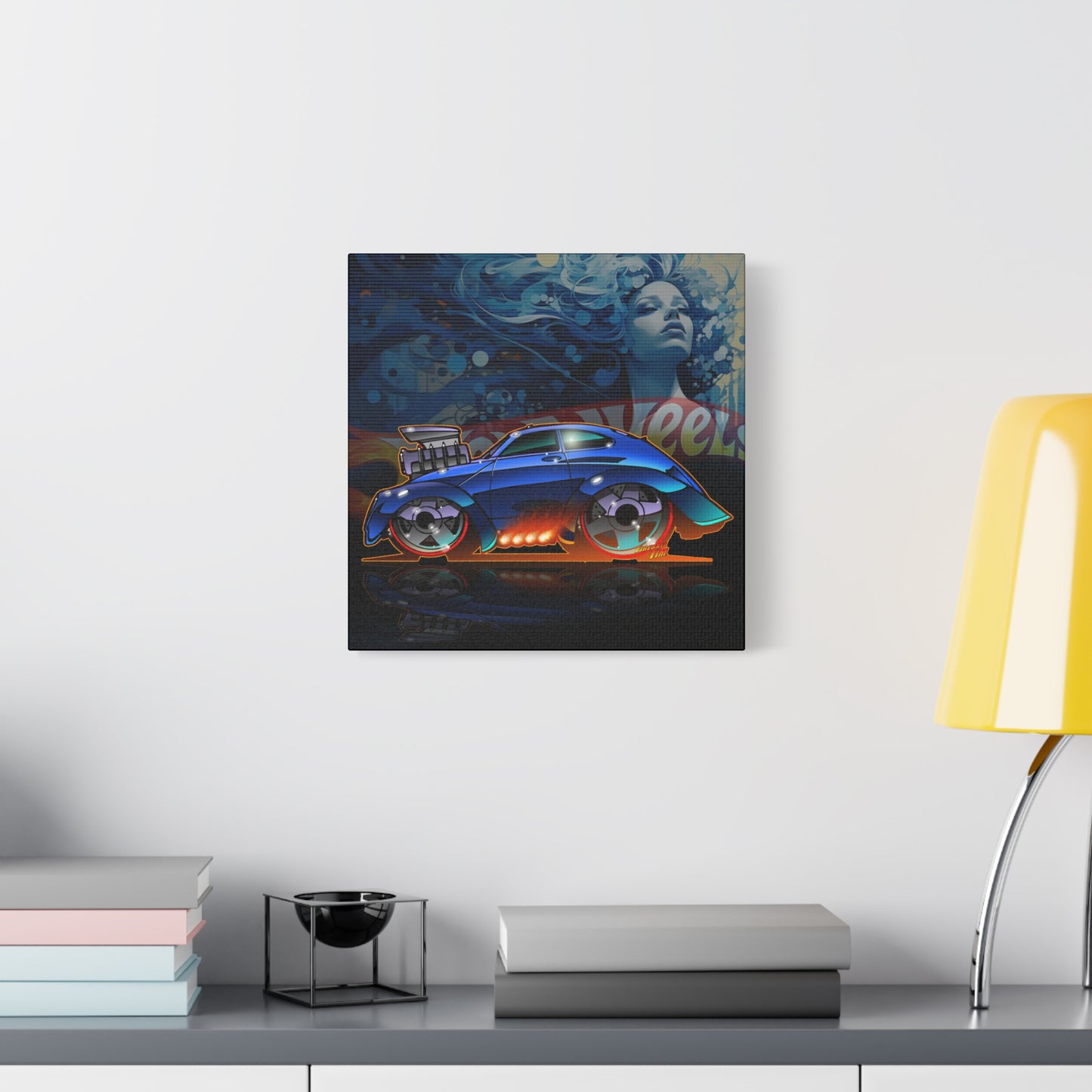 HOT WEEHLS Custom VW Bug Fireball Art Canvas Print
