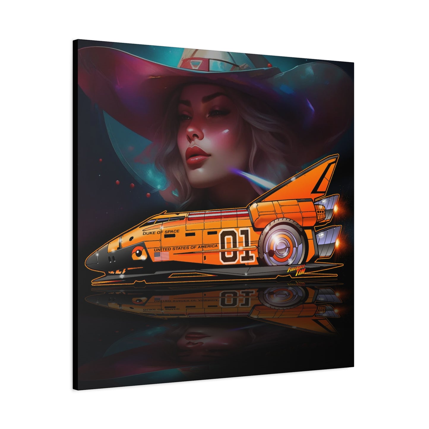 DUKE OF SPACE Dukes of Hazzard Space Shuttle Canvas Art Wall Print