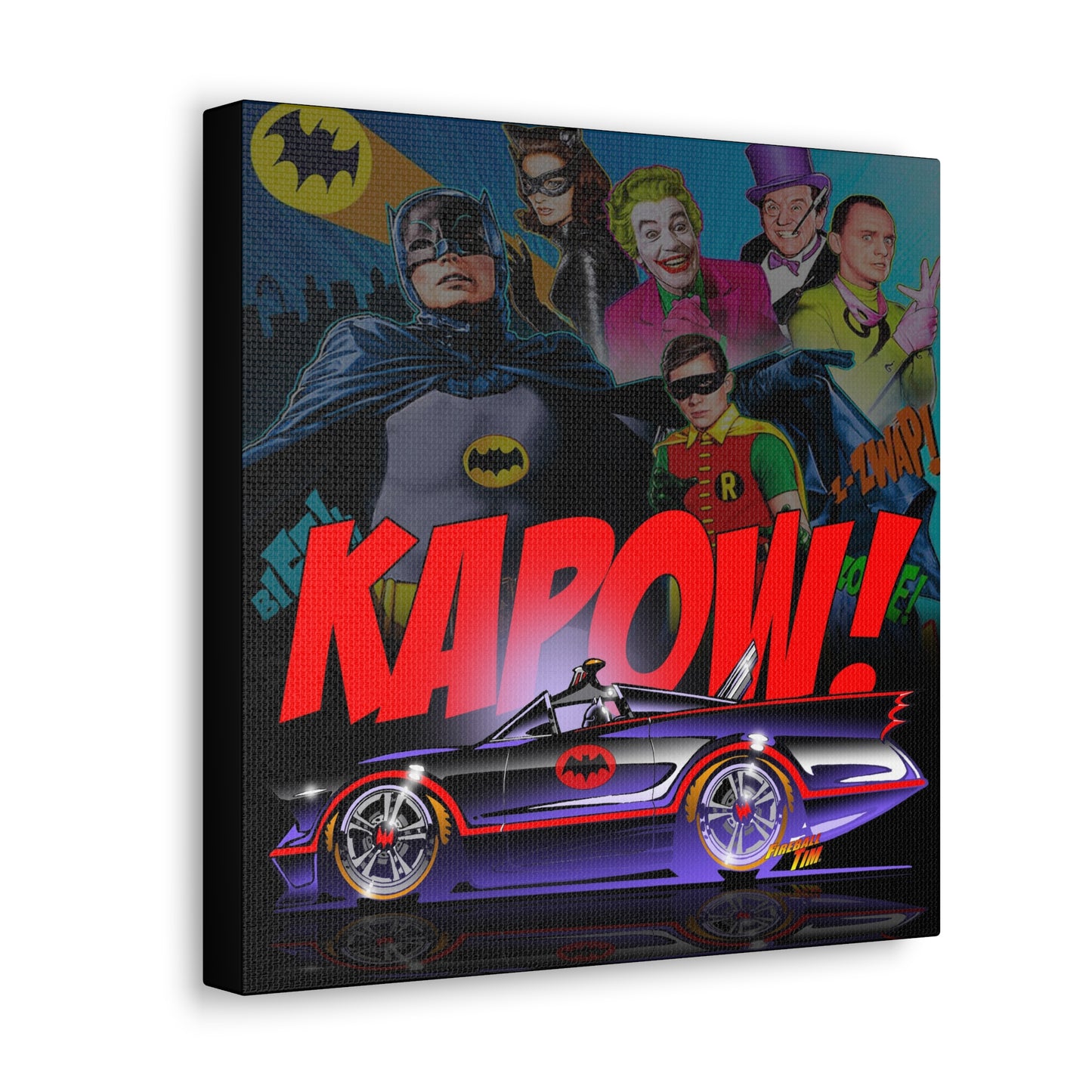 BATMOBILE 1966 Batman Cast Canvas Wall Print 2 Sizes