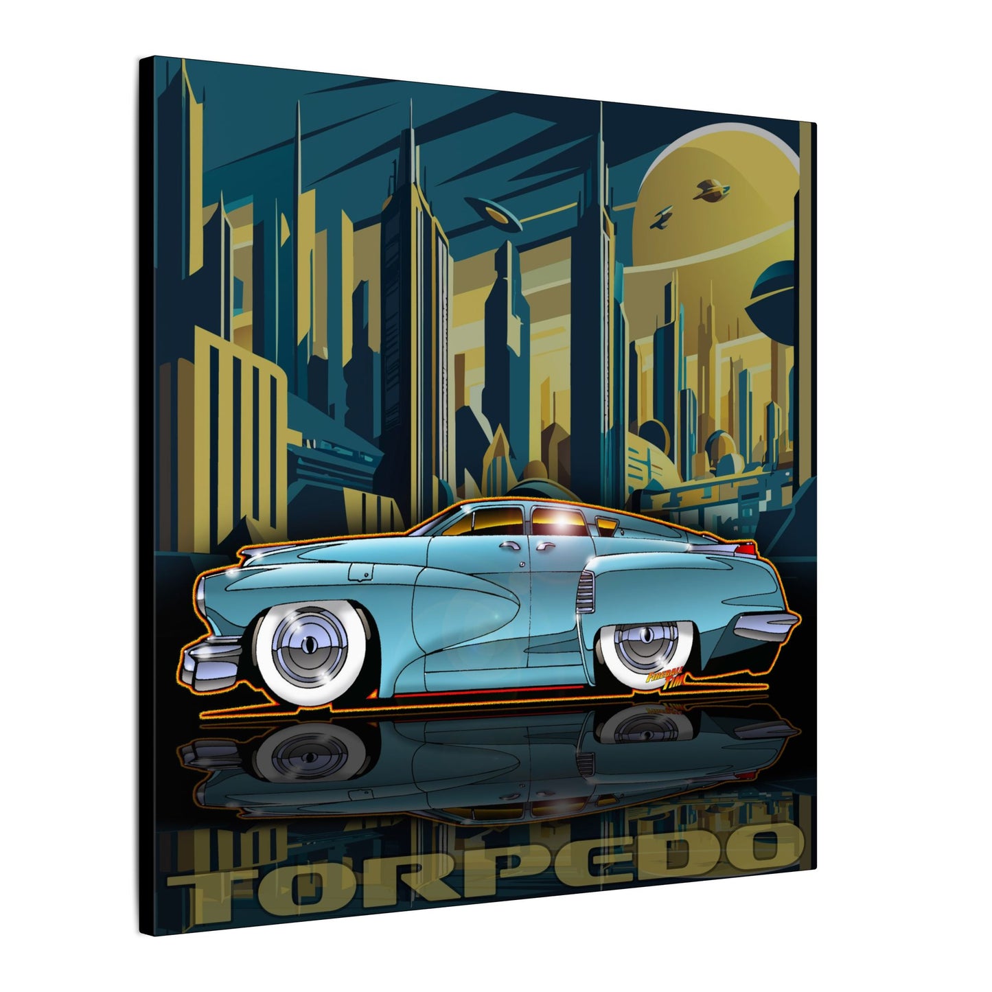 TUCKER TORPEDO 48 Collectible Fireball Art Canvas Print