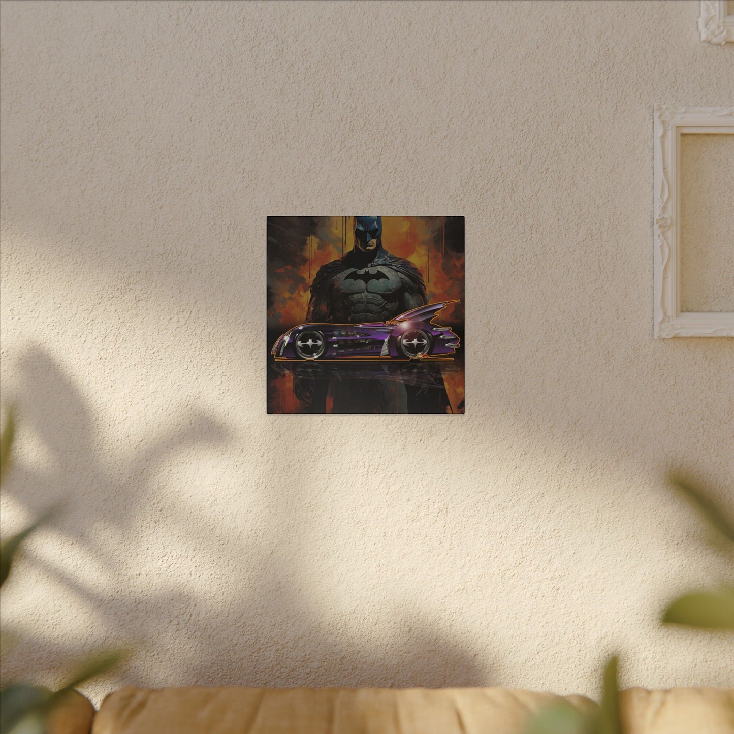 BATMAN & ROBIN 1997 BATMOBILE Movie Car Fireball Art Canvas Print - 12x12