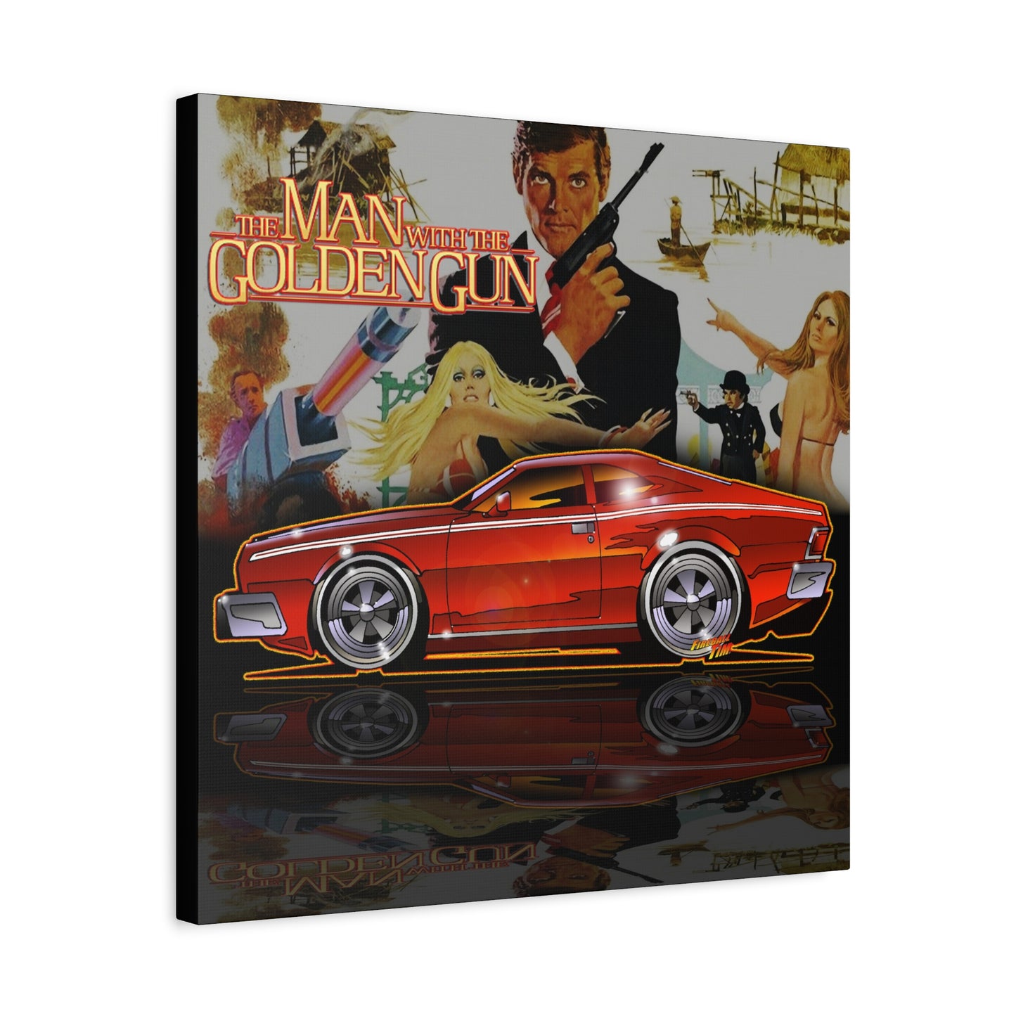 MAN WITH THE GOLDEN GUN AMC Hornet James Bond Fireball Art Canvas Print