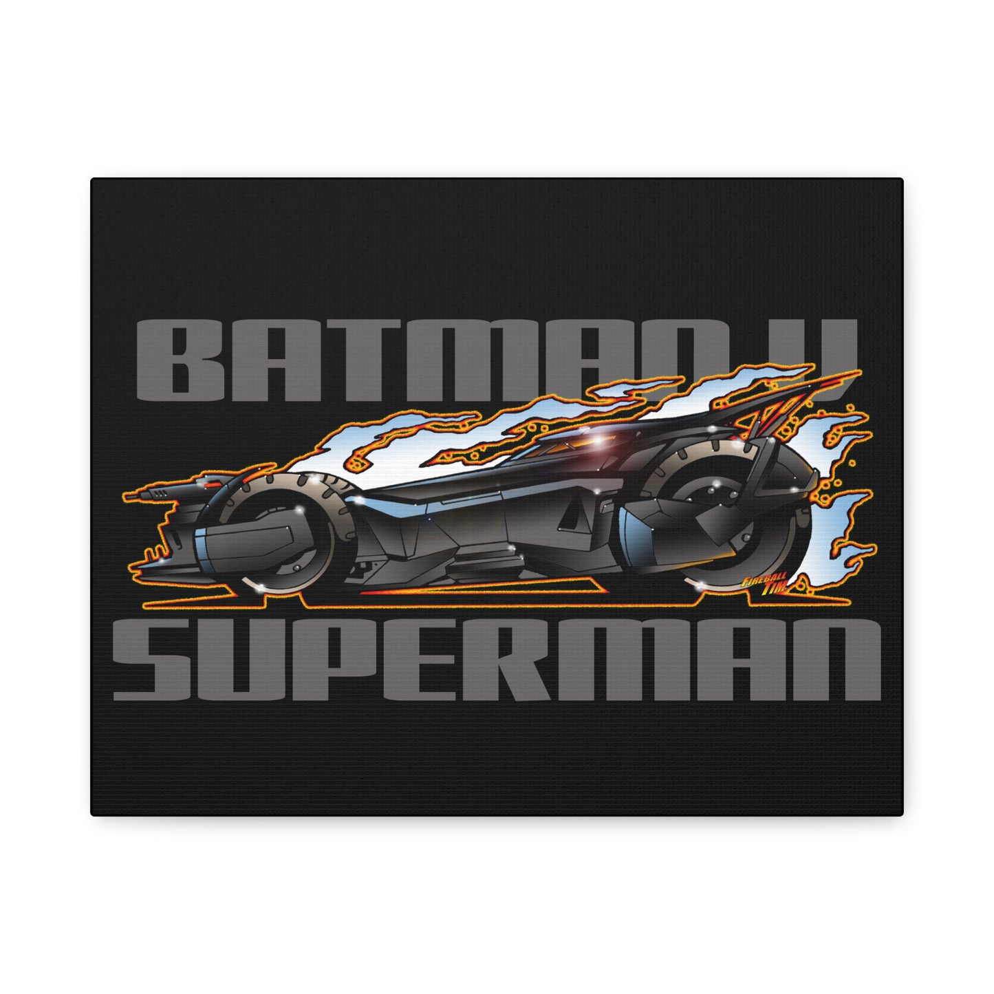 BATMAN VS SUPERMAN BATMOBILE Canvas Art Wall Print - 11x14