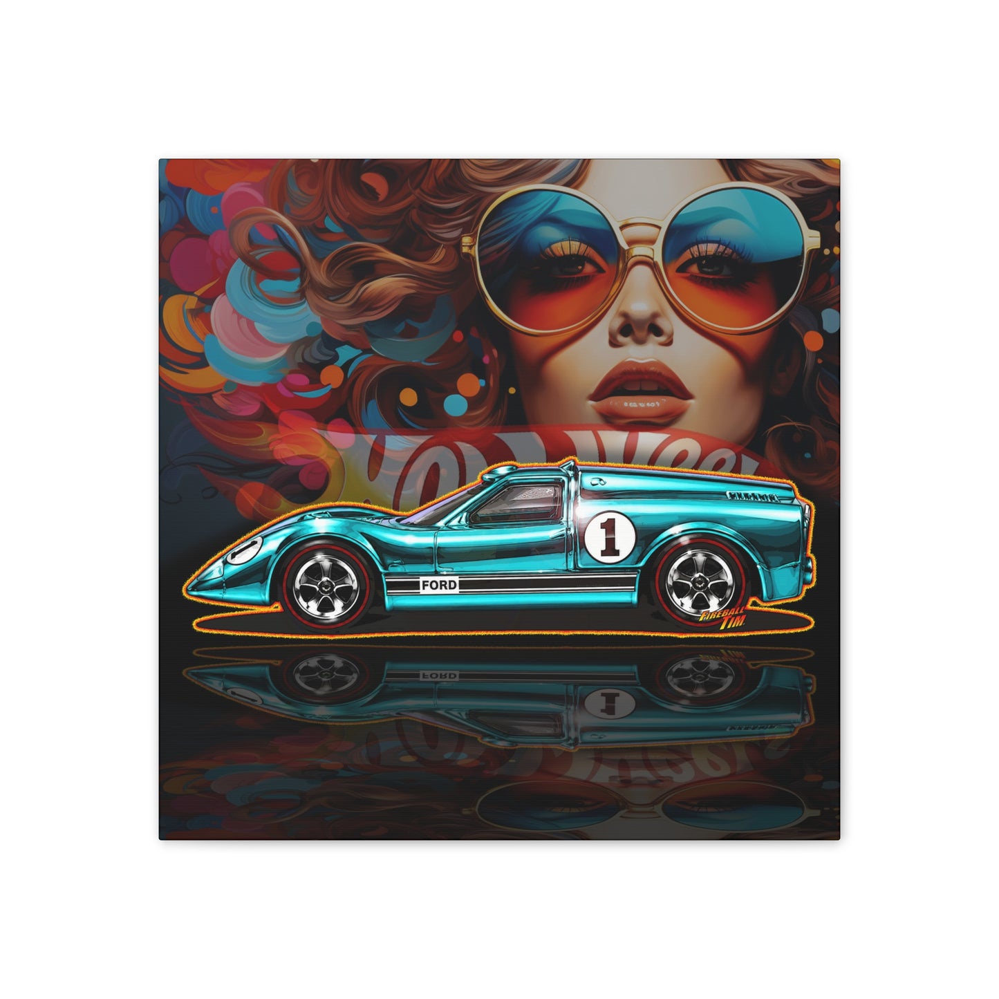 HOT WHEELS Sweet 16 JCAR Collectible Fireball Art Canvas Stretched Print