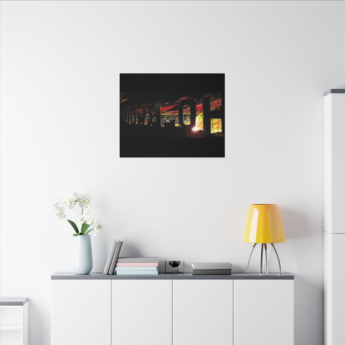ESCAPE FROM LA Hollywood Sigh Fireball Concept Art Canvas Print