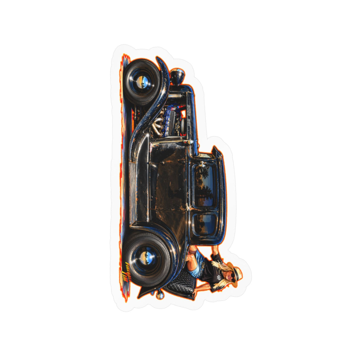 MCDOUGALL SPECIAL Model A Hot Rod Collectible Fireball Art Stickers - 4 Sizes