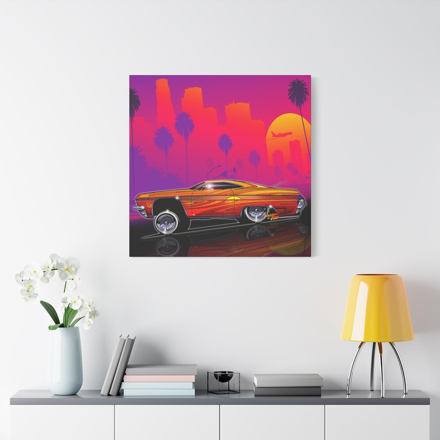 CHEVY IMPALA LOWRIDER Collectible Fireball Art Canvas Print