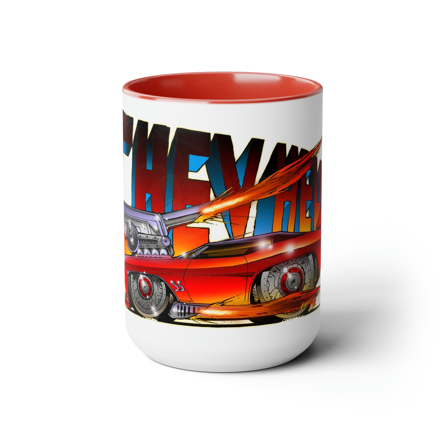 Fireball Tim CHEVHELL Chevy Chevelle Muscle Car Coffee Mug 15oz