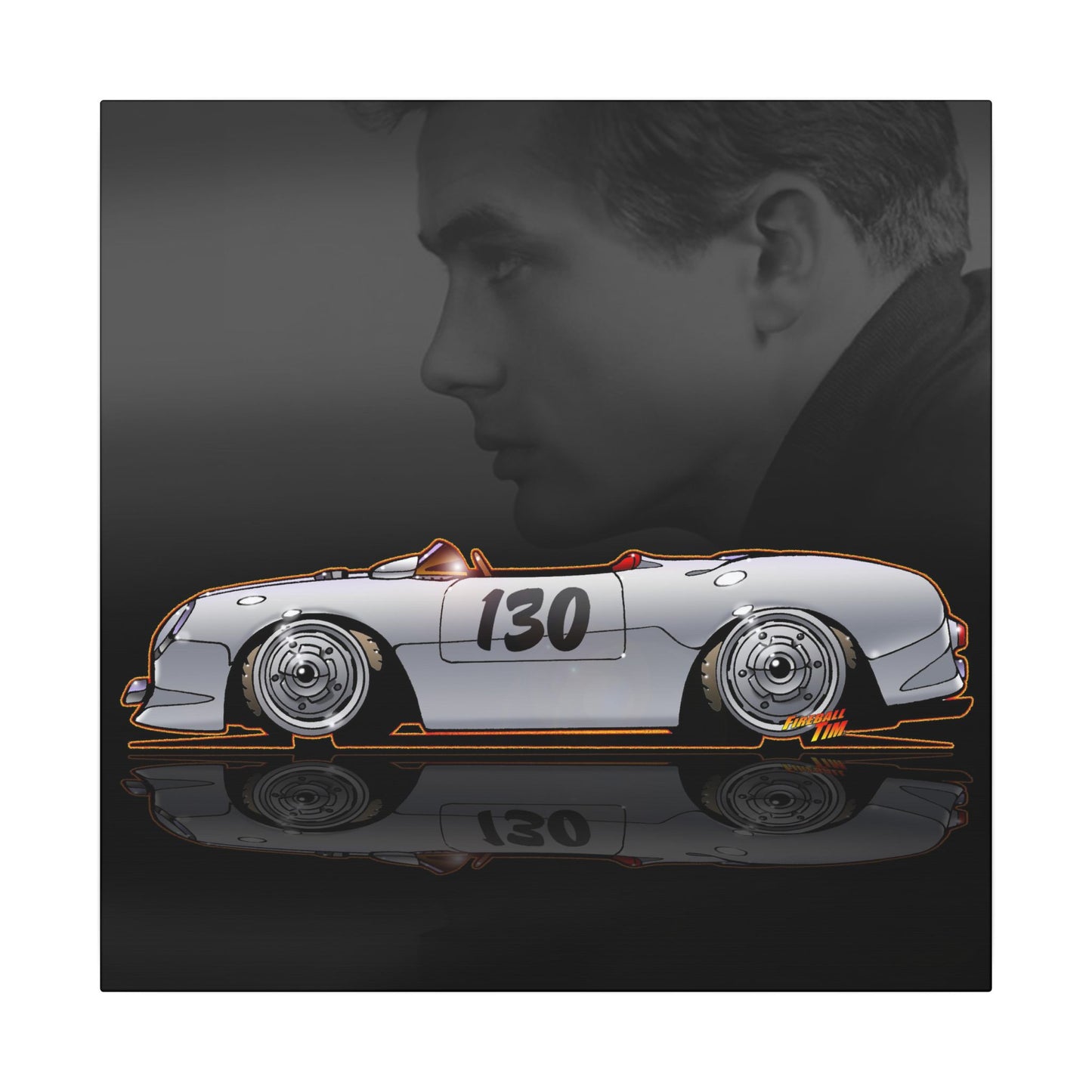JAMES DEAN PORSCHE 550 Spyder Lil' Bastard Fireball Art Canvas Print