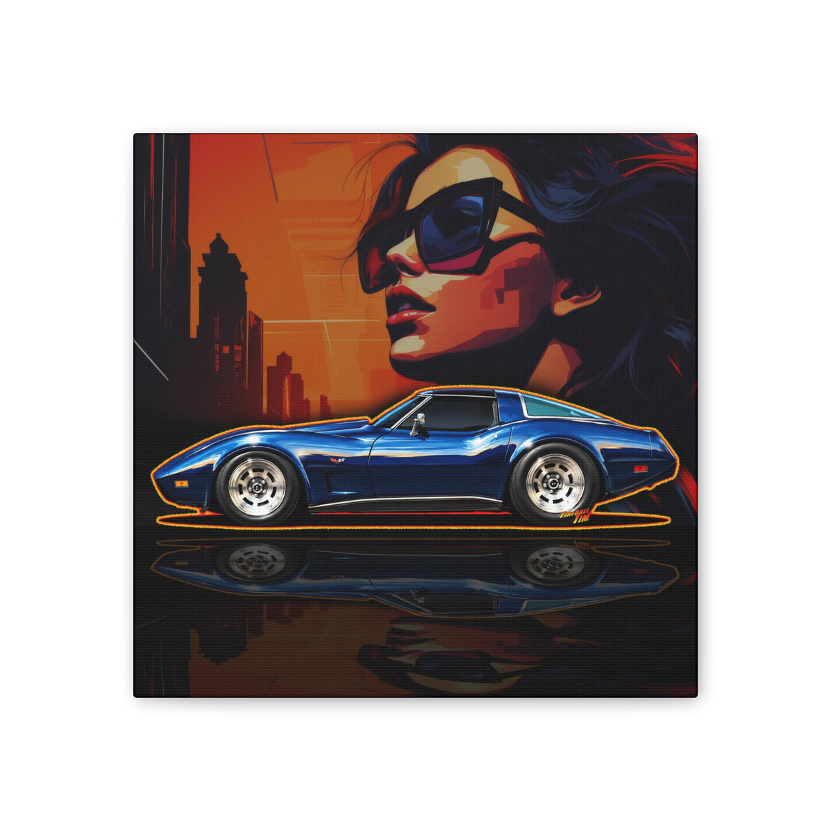 CHEVROLET CORVETTE 1978 Collectible Fireball Art Collectible Canvas Stretched Print