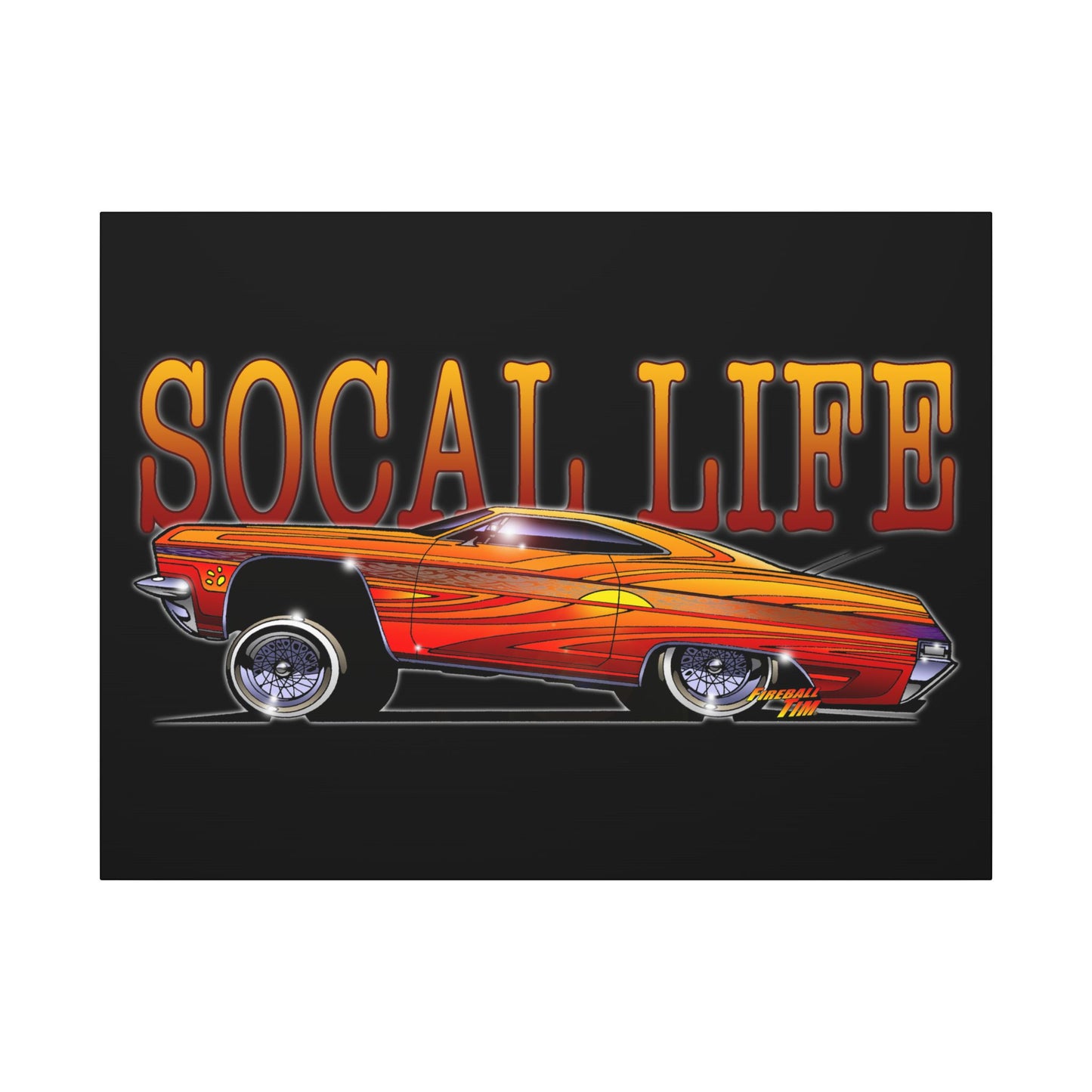 CHEVY IMPALA LOWRIDER Fireball Art Canvas Print