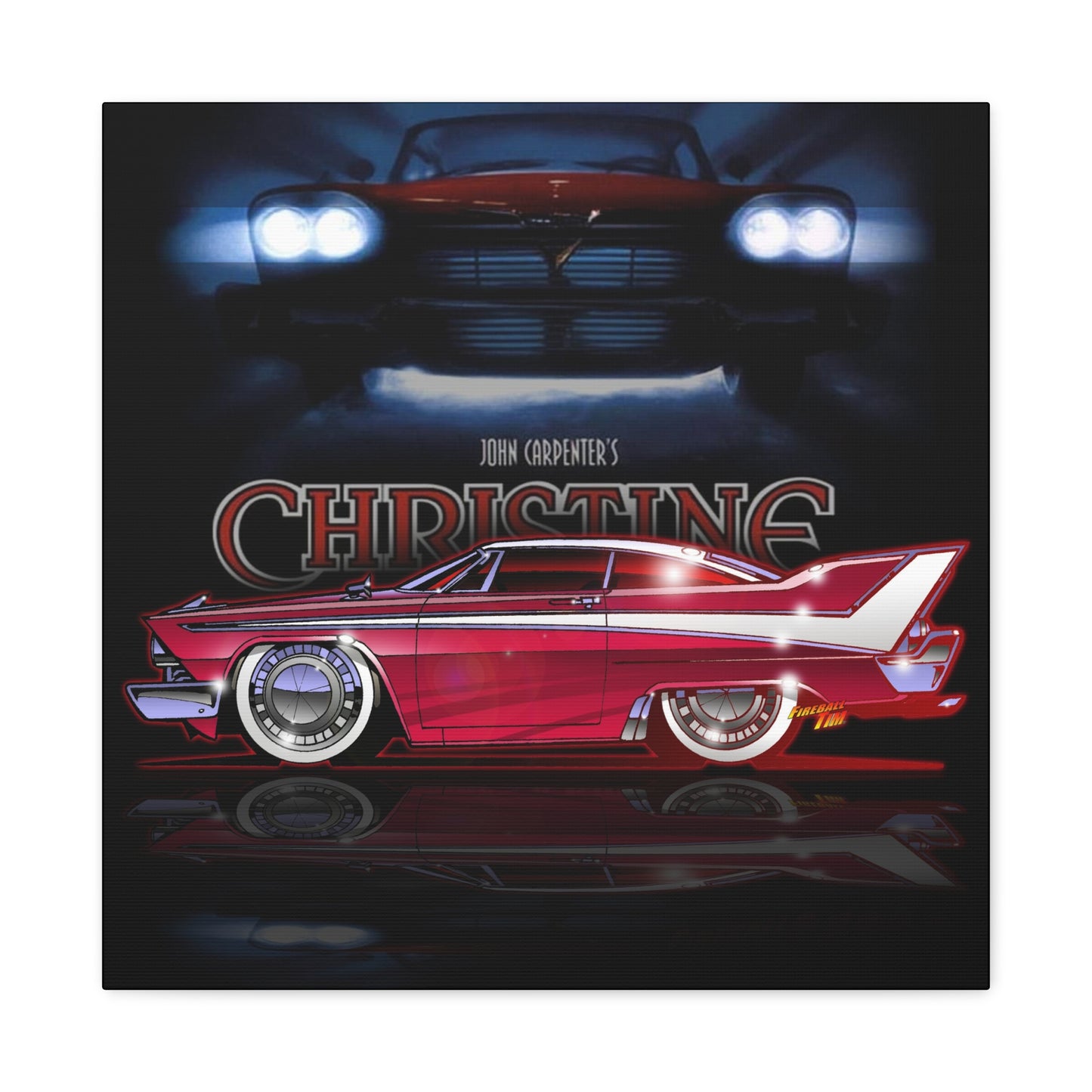 CHRISTINE 1958 Plymouth Fury Movie Car Fireball Art Canvas Print