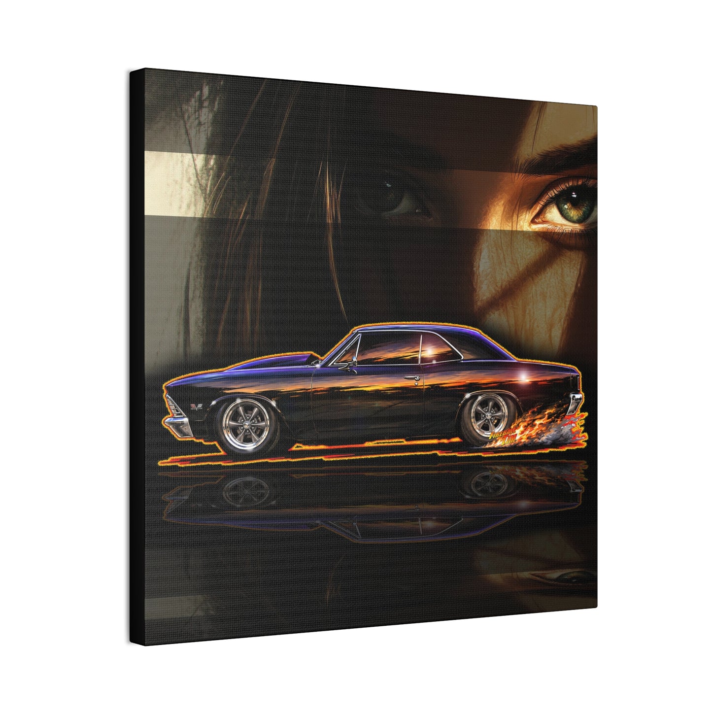 CHEVROLET CHEVY CHEVELLE 1966 Collectible Fireball Art Canvas Stretched Print