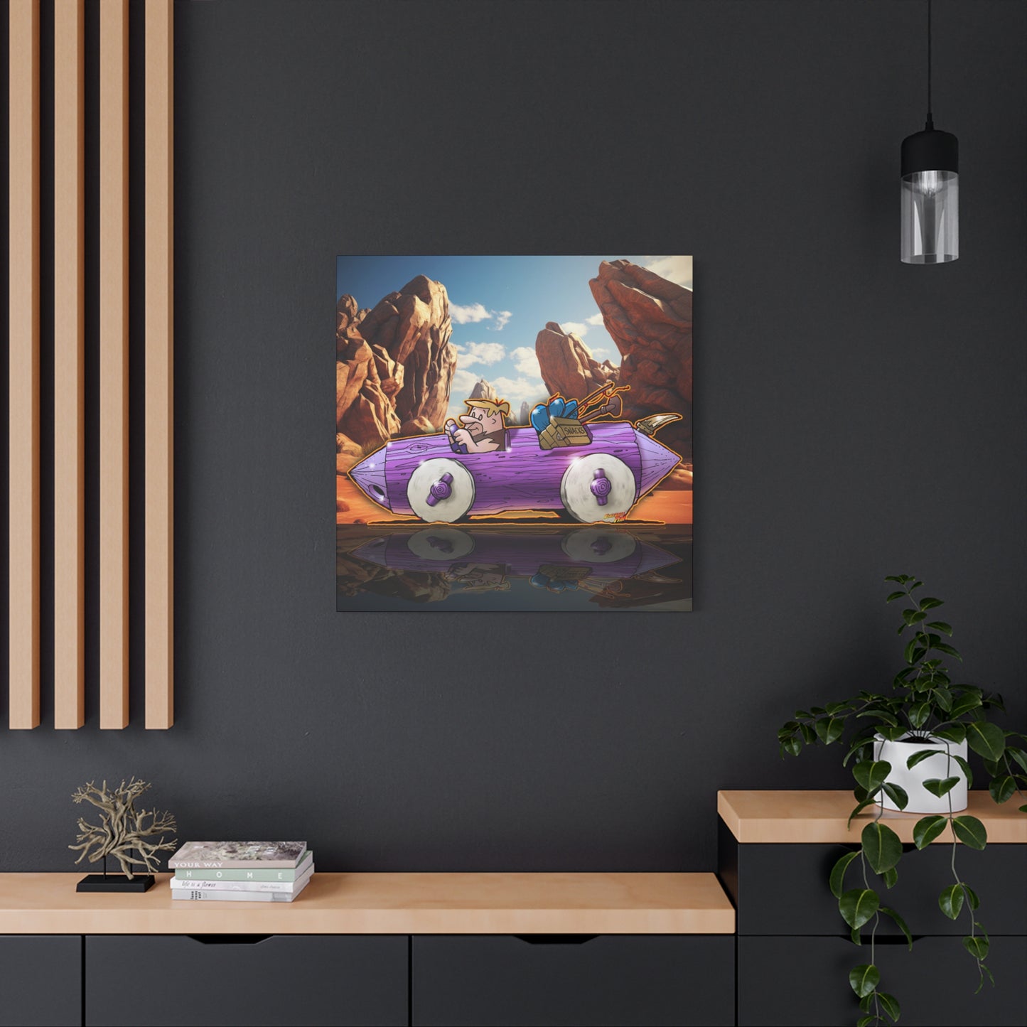 FLINSTONES BARNEY RUBBLE Fireball Art Canvas Wall Print - Multiple Sizes