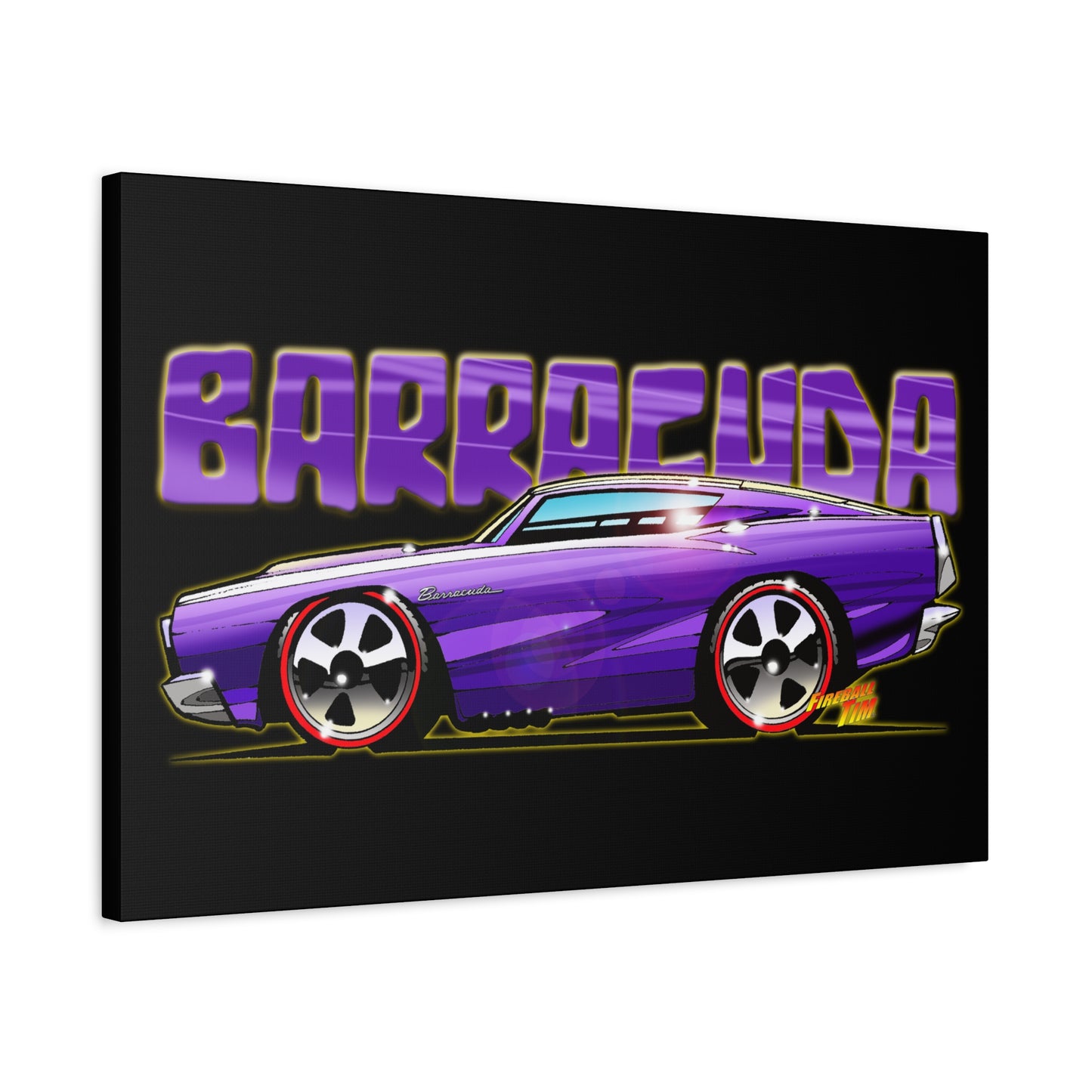 PLYMOUTH BARRACUDA Fireball Art Canvas Wall Print