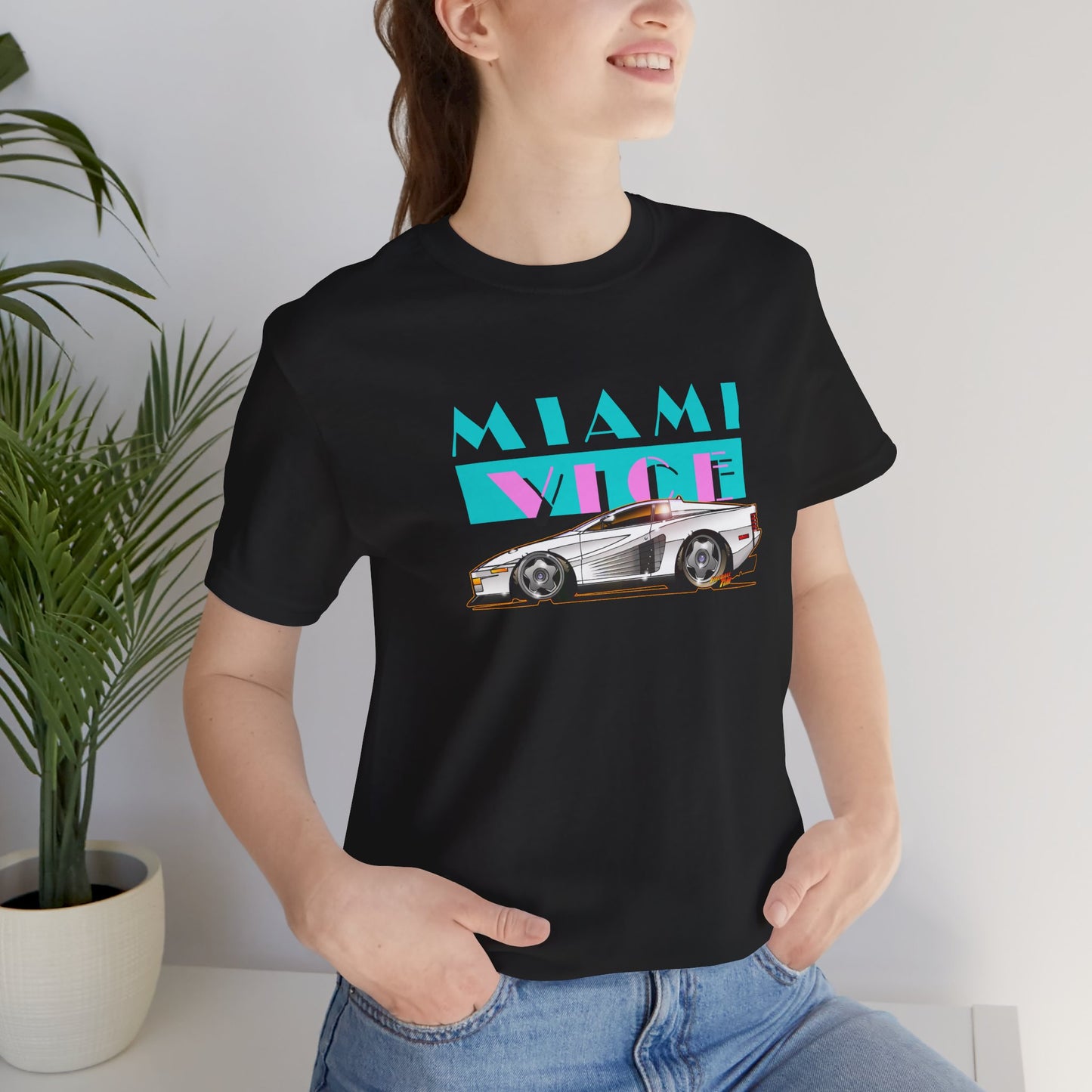 MIAMI VICE FERRARI TESTAROSSA TV Show Short Sleeve Tee 12 Colors