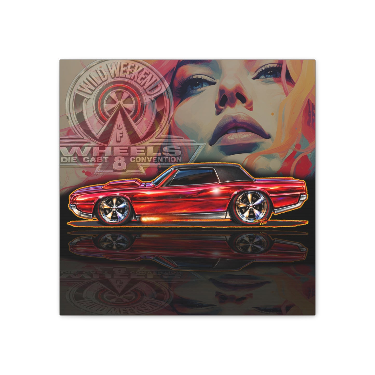 HOT WHEELS Sweet 16 CUSTOM TBIRD Collectible Fireball Art Canvas Stretched Print