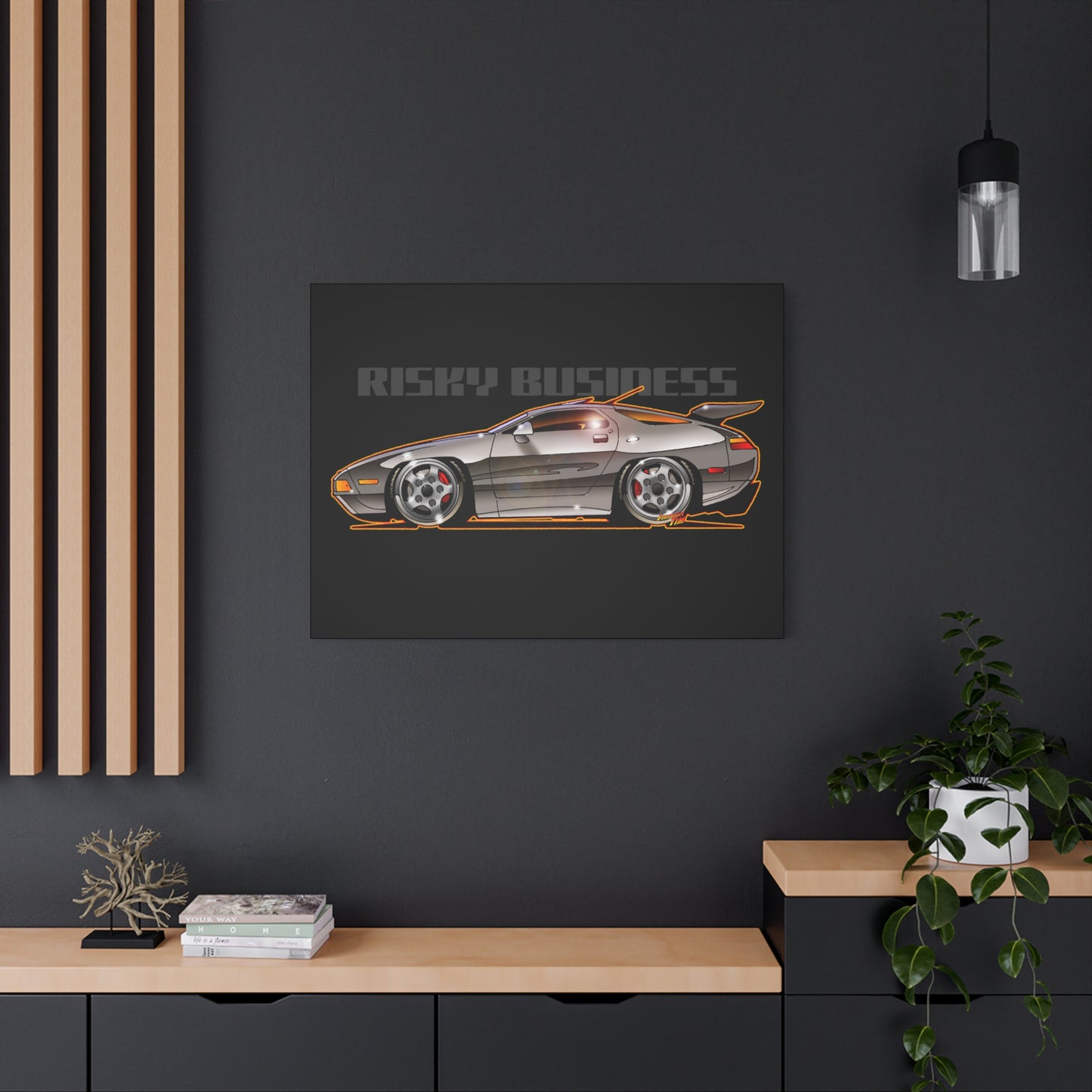 RISKY BUSINESS Porsche 928 Fireball Art Canvas Print - Sizes