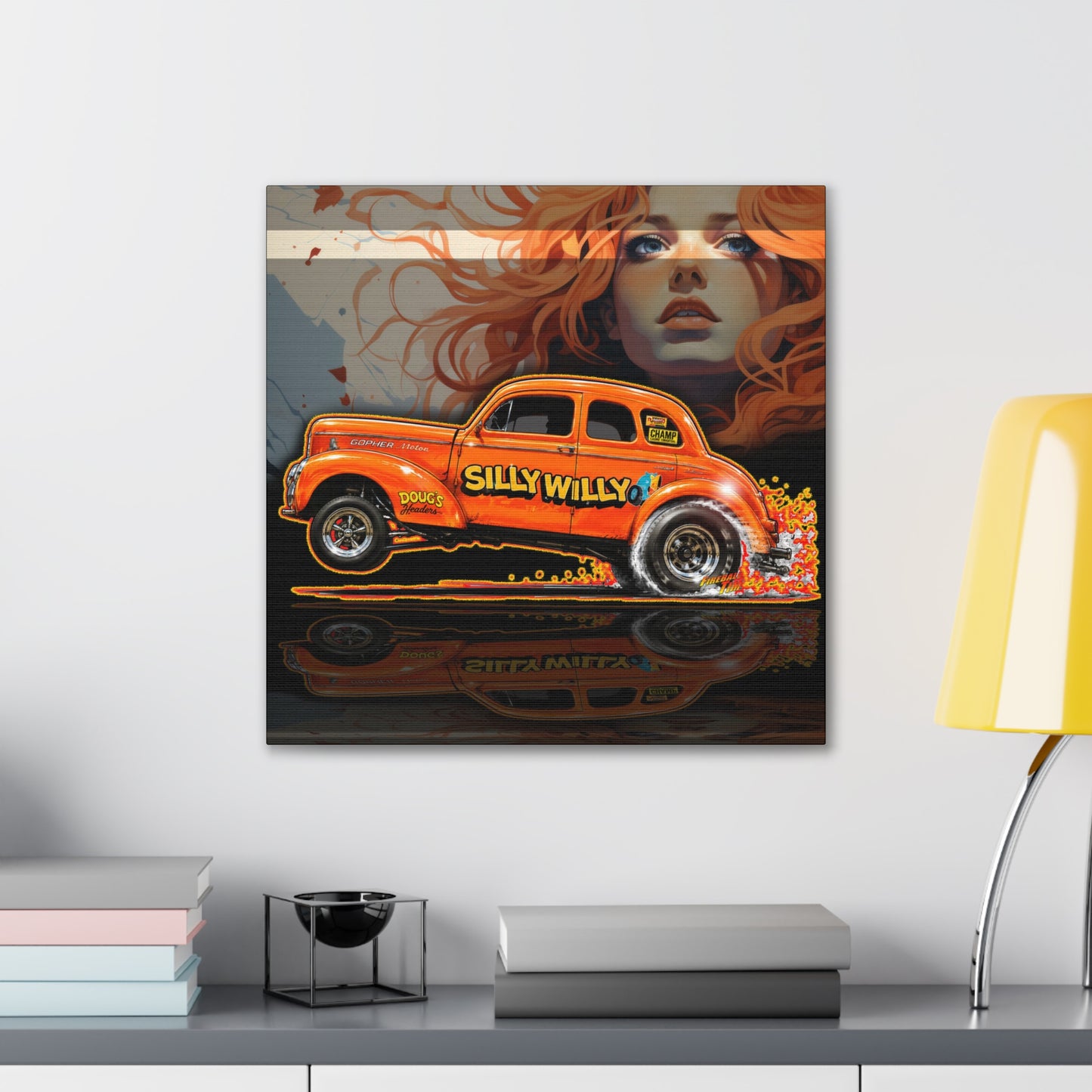 SILLY WILLER HOT ROD GASSER Collectible Fireball Art Canvas Stretched Print