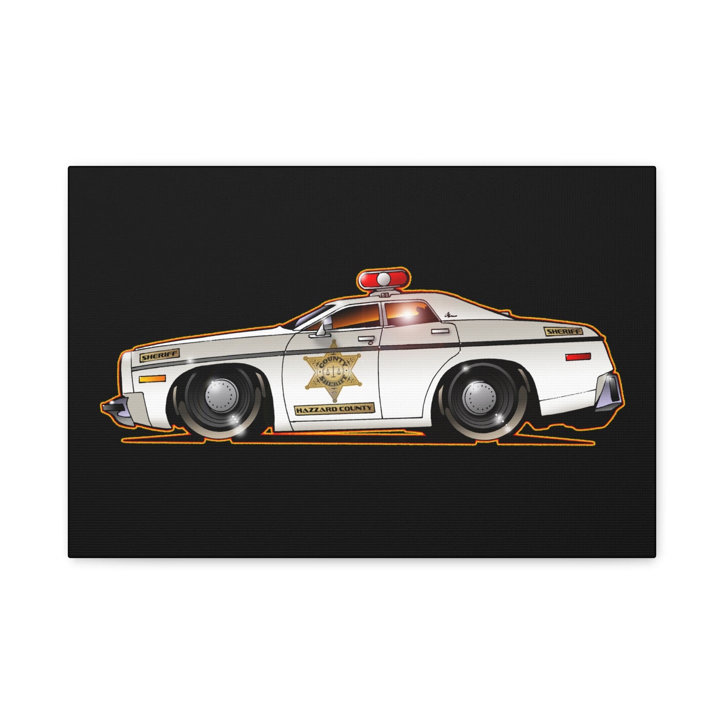 DUKES OF HAZZARD SHERIFF POLICE CAR Fireball Art Canvas Print