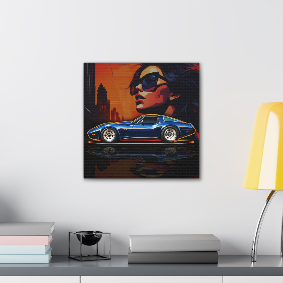 CHEVROLET CORVETTE 1978 Collectible Fireball Art Collectible Canvas Stretched Print
