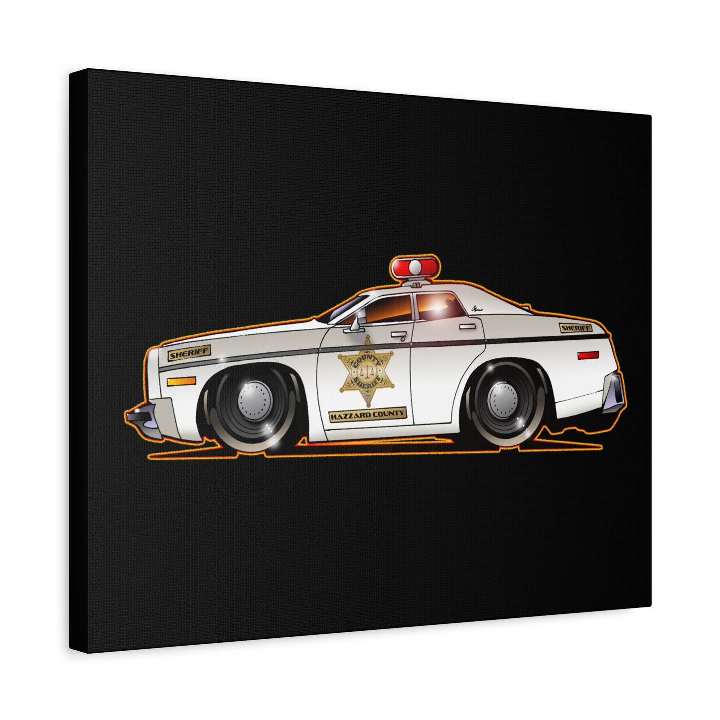 DUKES OF HAZZARD SHERIFF POLICE CAR Fireball Art Canvas Print