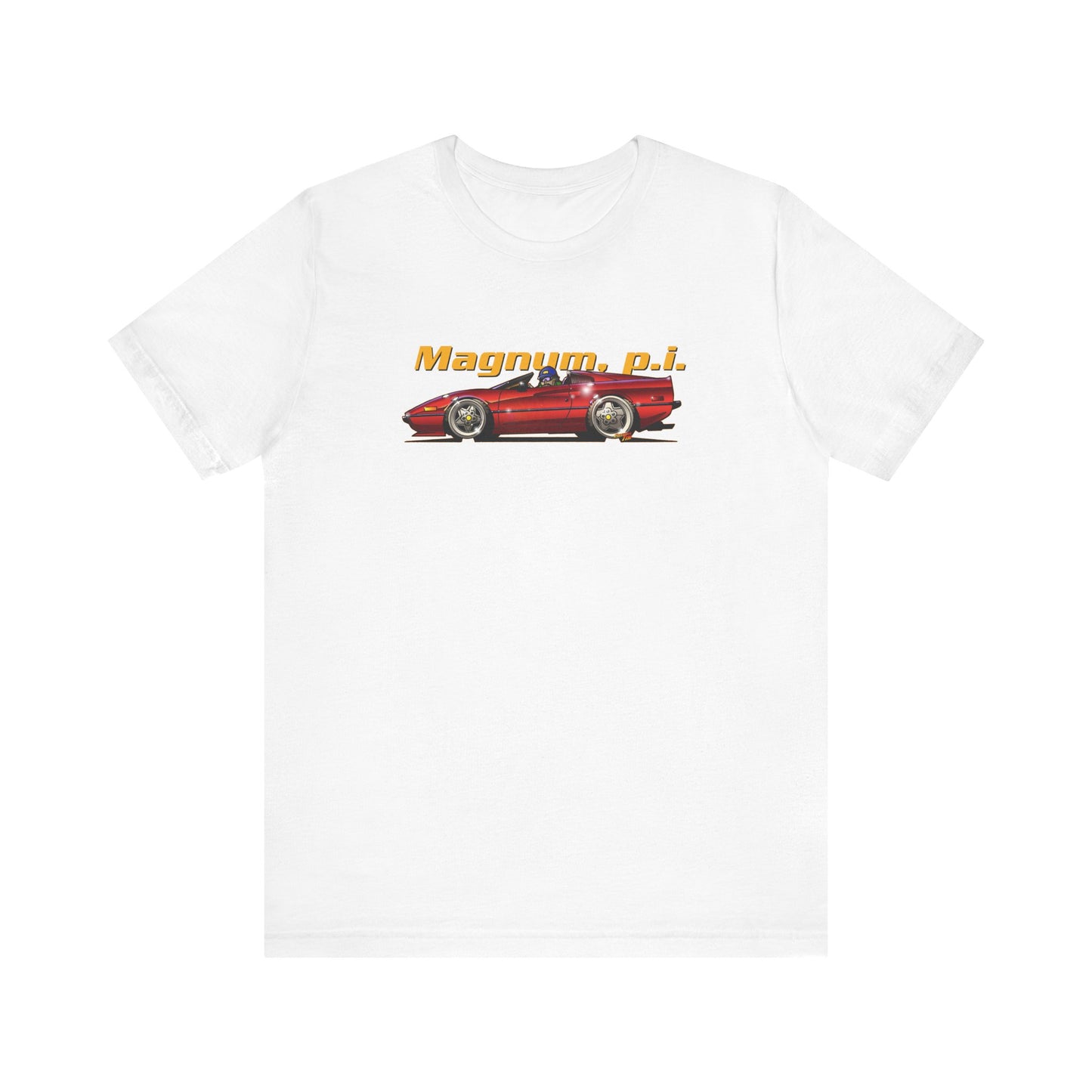 MAGNUM PI FERRARI 308 GTS Unisex Jersey Fireball Art Tee Shirt - Multiple Colors