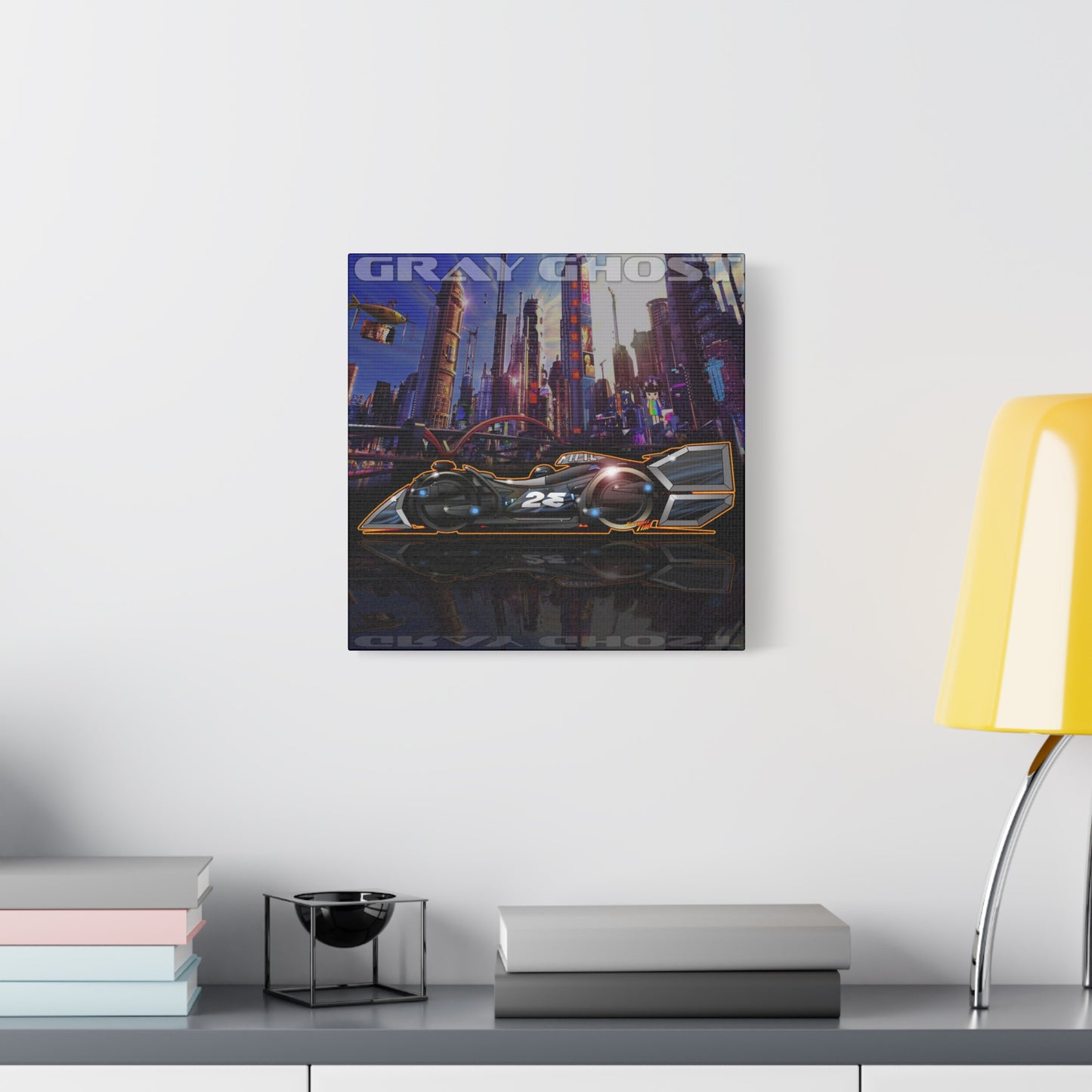 SPEED RACER GRAY GHOST Race Car Fireball Art Canvas Print