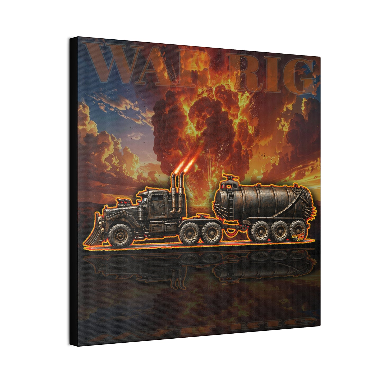 MAD MAX War Rig Collectible Fireball Art Canvas Stretched Print