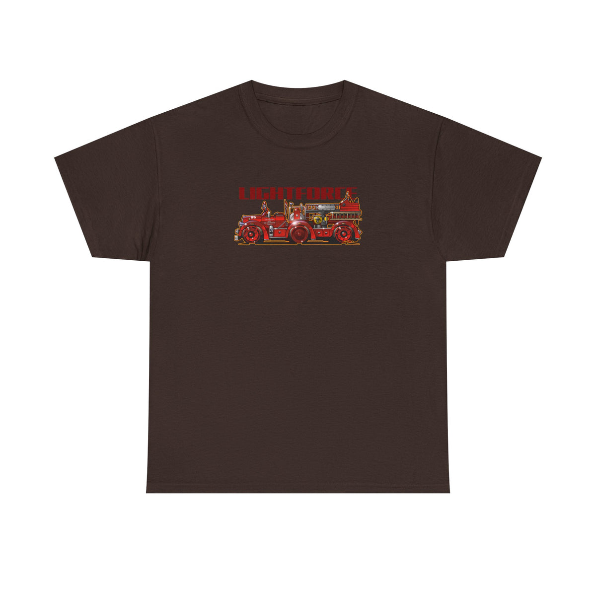 LIGHTFORCE VINTAGE 1940 AERIAL LADDER FIRE TRUCK Fireball Art Tee Shirt - Multiples