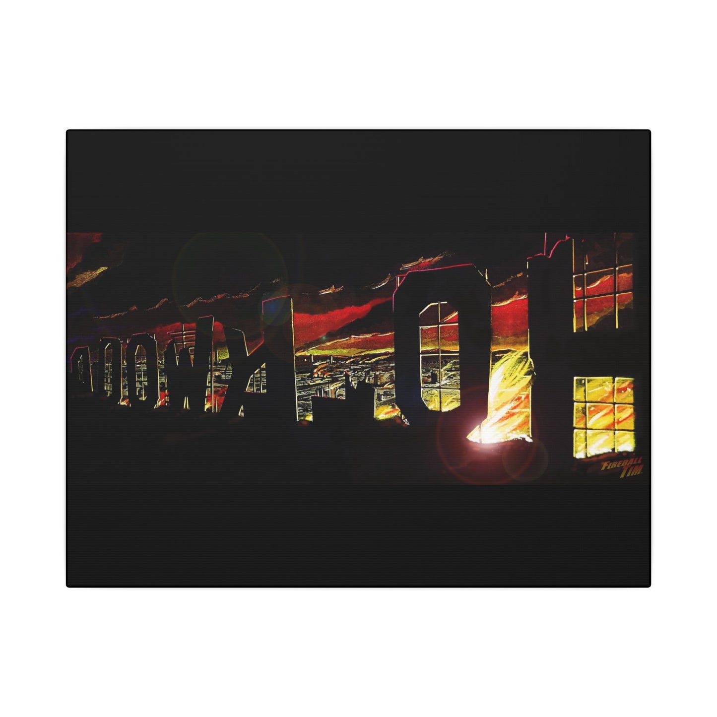 ESCAPE FROM LA Hollywood Sigh Fireball Concept Art Canvas Print