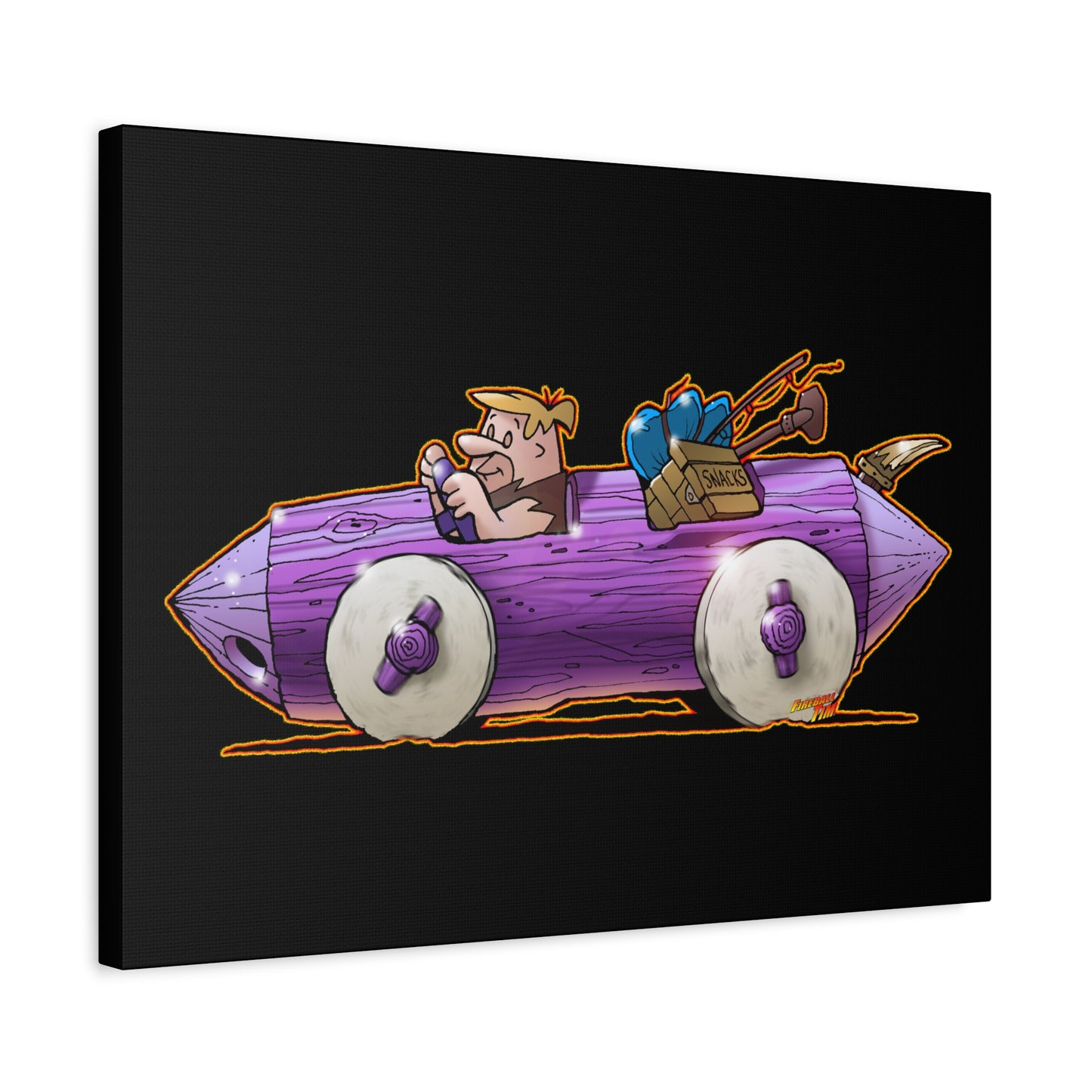 FLINSTONES BARNEY RUBBLE Fireball Art Canvas Wall Print - Multiple Sizes