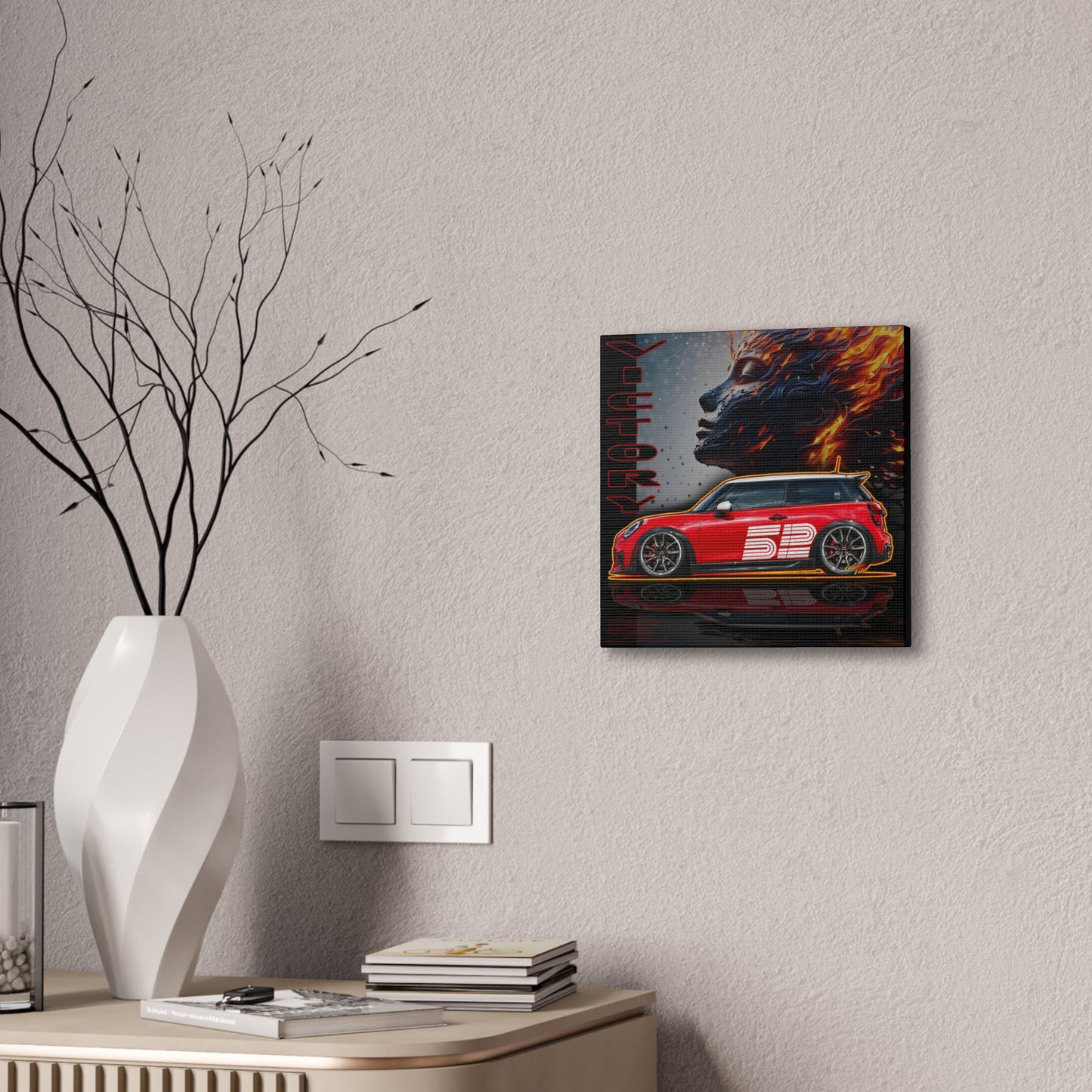 MINI COOPER 2026 Victory Edition Collectible Fireball Art Canvas Stretched Print
