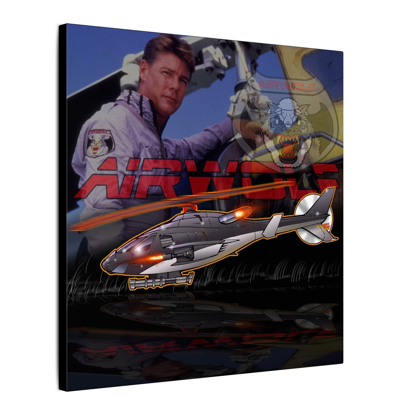 AIRWOLF TV Helicopter Canvas Art Print - 12x12