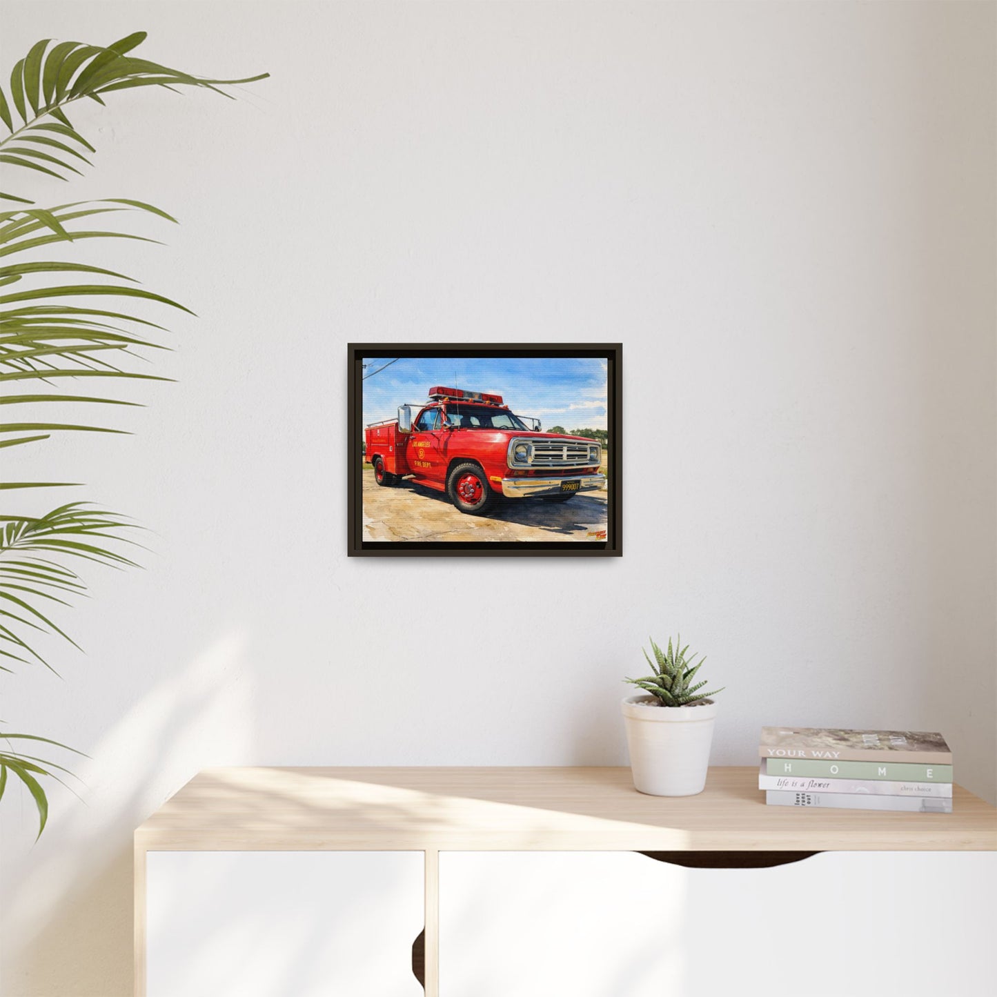EMERGENCY SQUAD 51 WATERCOLOR PAINTING Fireball TV Car Canvas Print - Framed | Wall Art 24x18