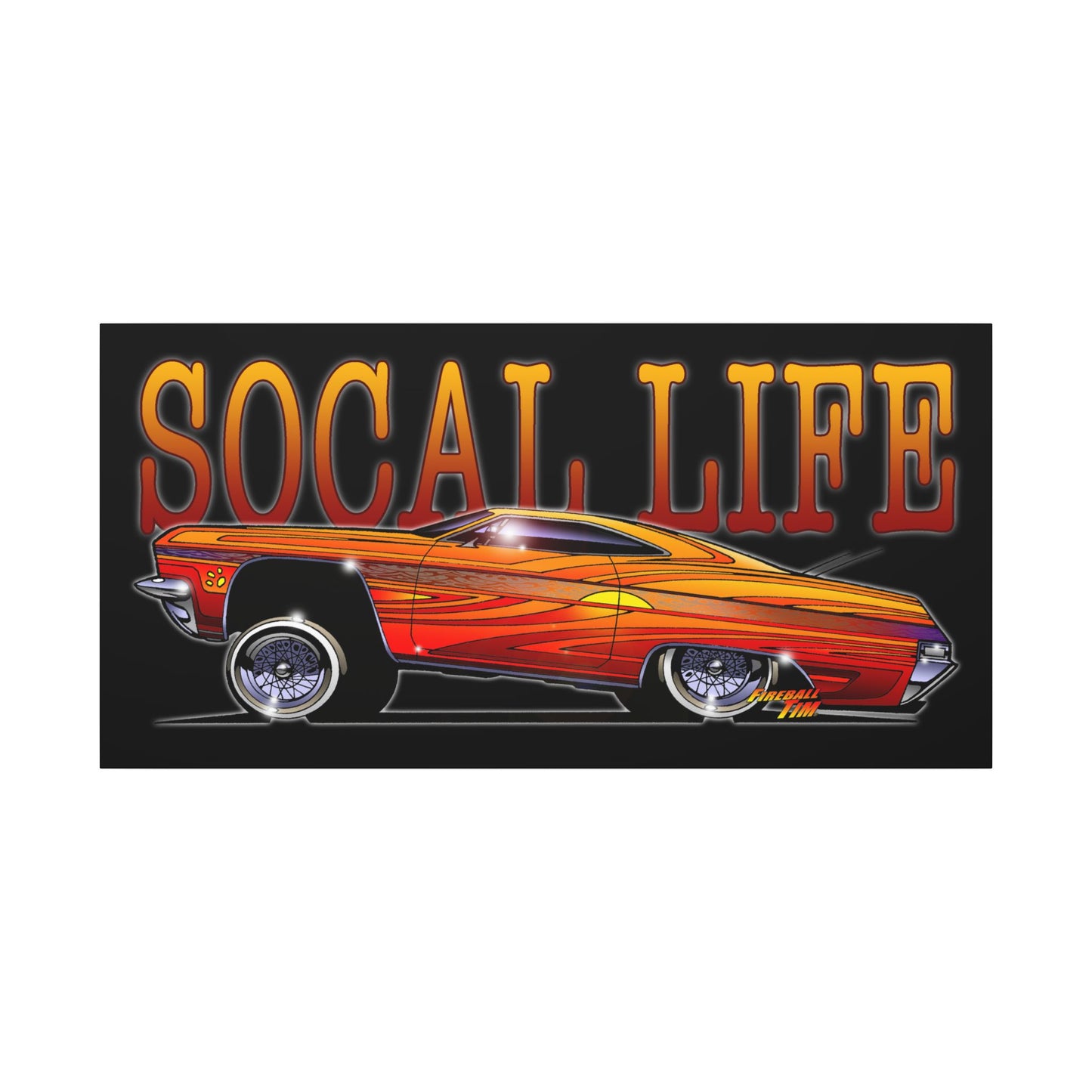 CHEVY IMPALA LOWRIDER Fireball Art Canvas Print