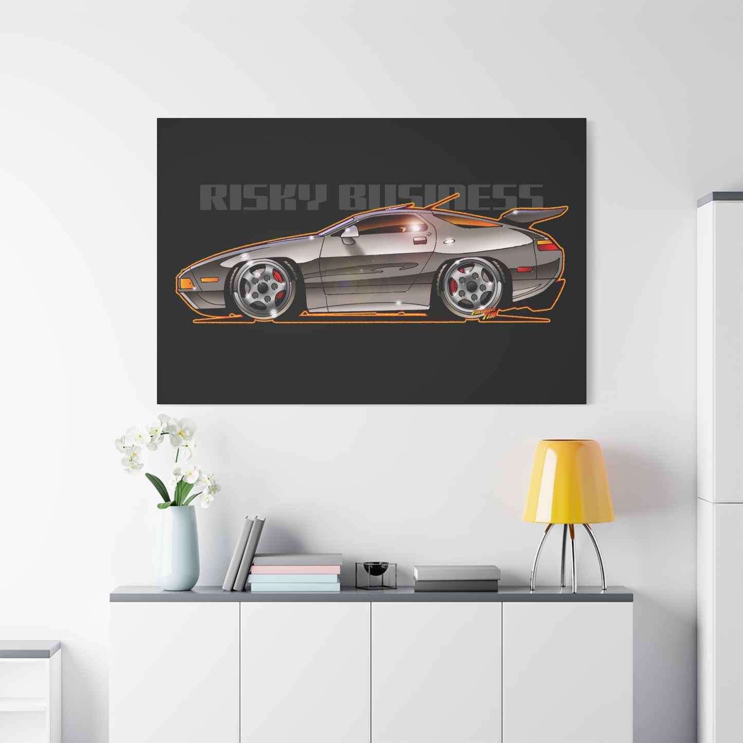 RISKY BUSINESS Porsche 928 Fireball Art Canvas Print - Sizes