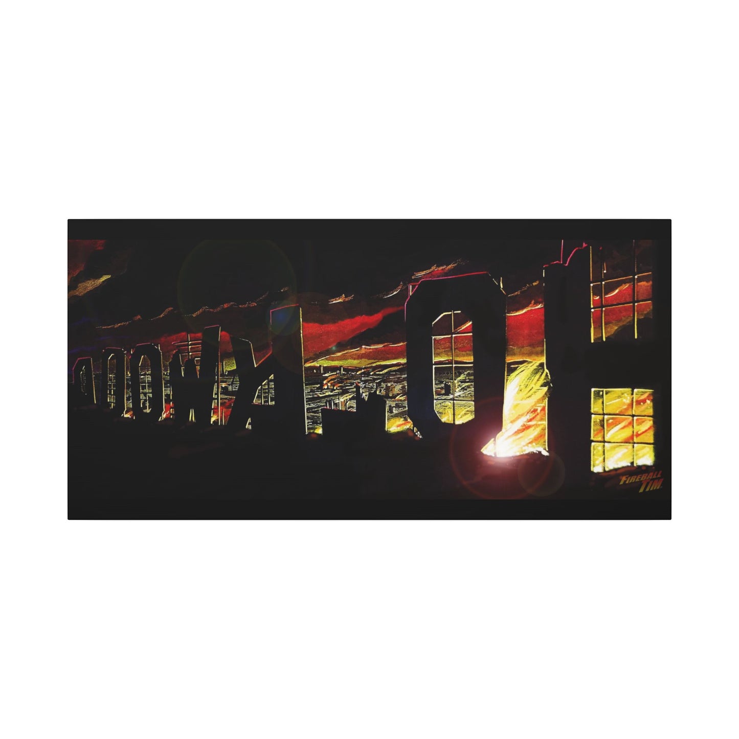 ESCAPE FROM LA Hollywood Sigh Fireball Concept Art Canvas Print
