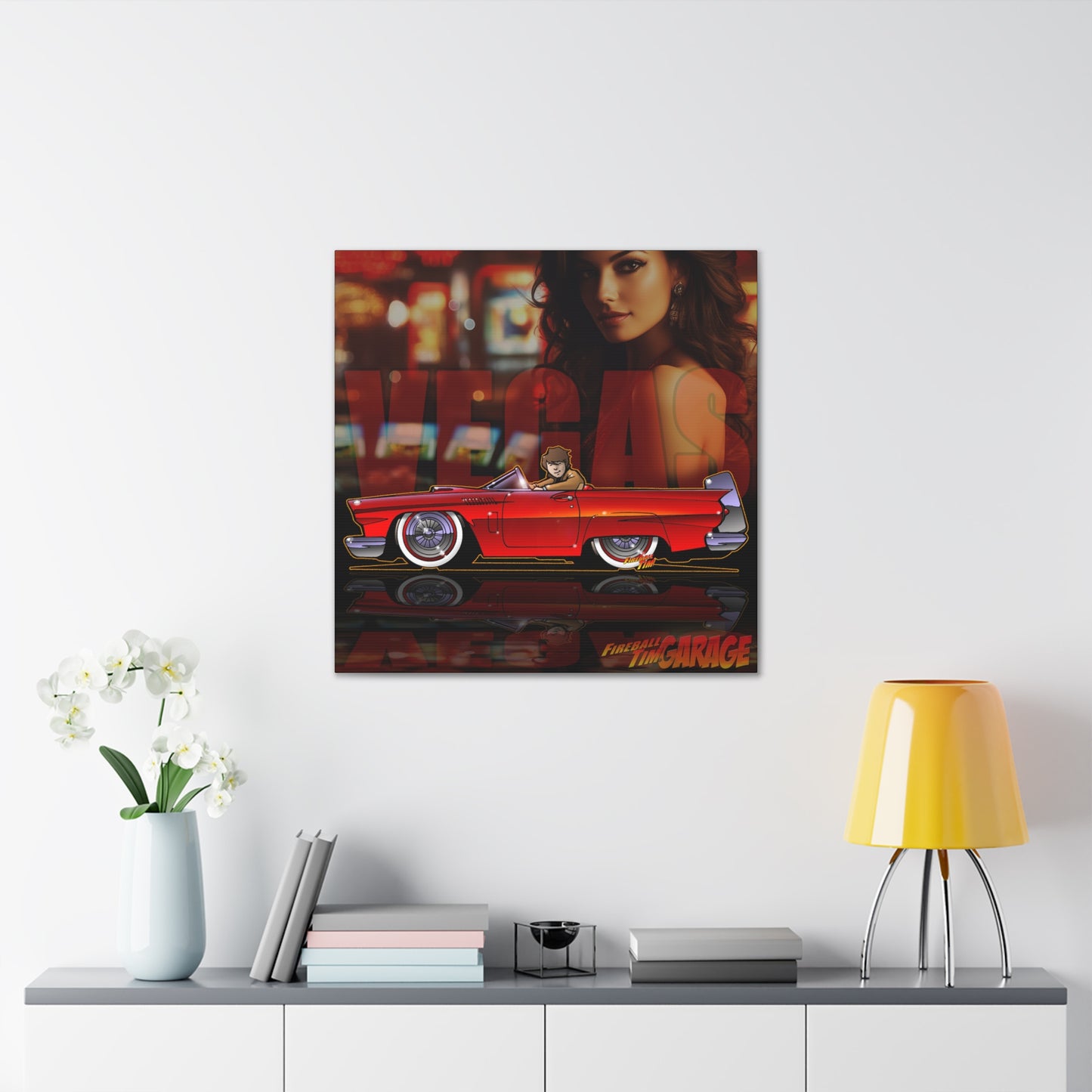 VEGAS THUNDERBIRD TV Car Robert Urich Concept Art Canvas MASTERPRINT 3 Sizes