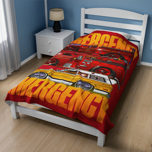 EMERGENCY Squad 51 Engine 51 Ambulance Velveteen Plush Blanket 3 Sizes