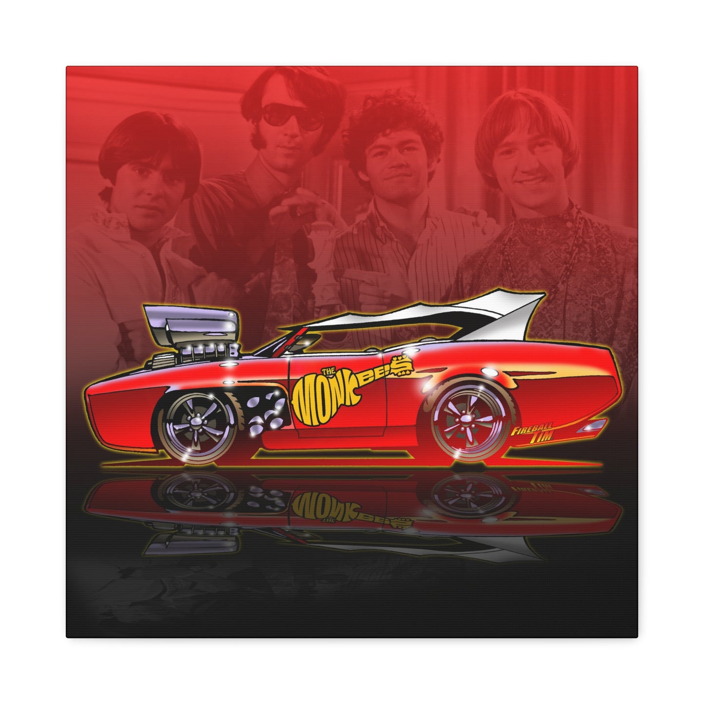 THE MONKEES Monkeemobile Fireball Canvas Art Wall Print