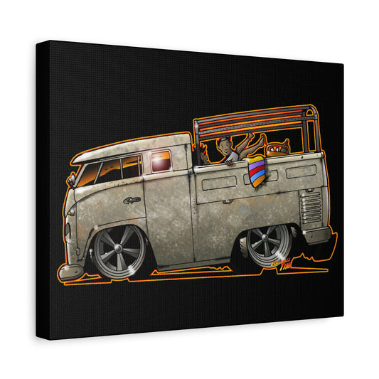 CUSTOM ED FOX VW BUS NOOKIE WAGON Fireball Canvas Art Wall Print - 11x14