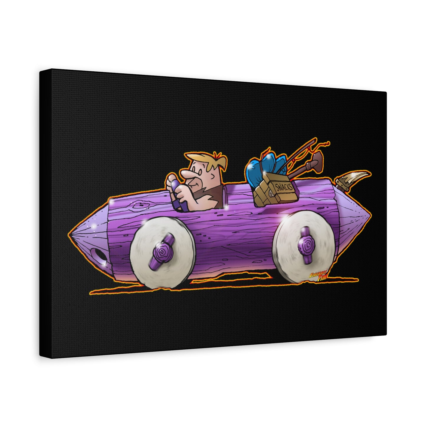 FLINSTONES BARNEY RUBBLE Fireball Art Canvas Wall Print - Multiple Sizes