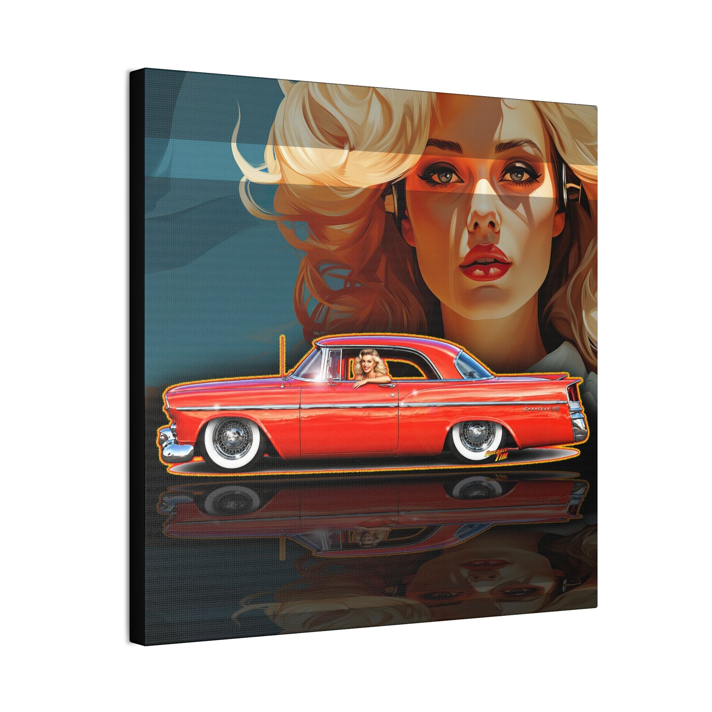 CHRYSLER 300 1958 Collectible Fireball Art Canvas Stretched Print