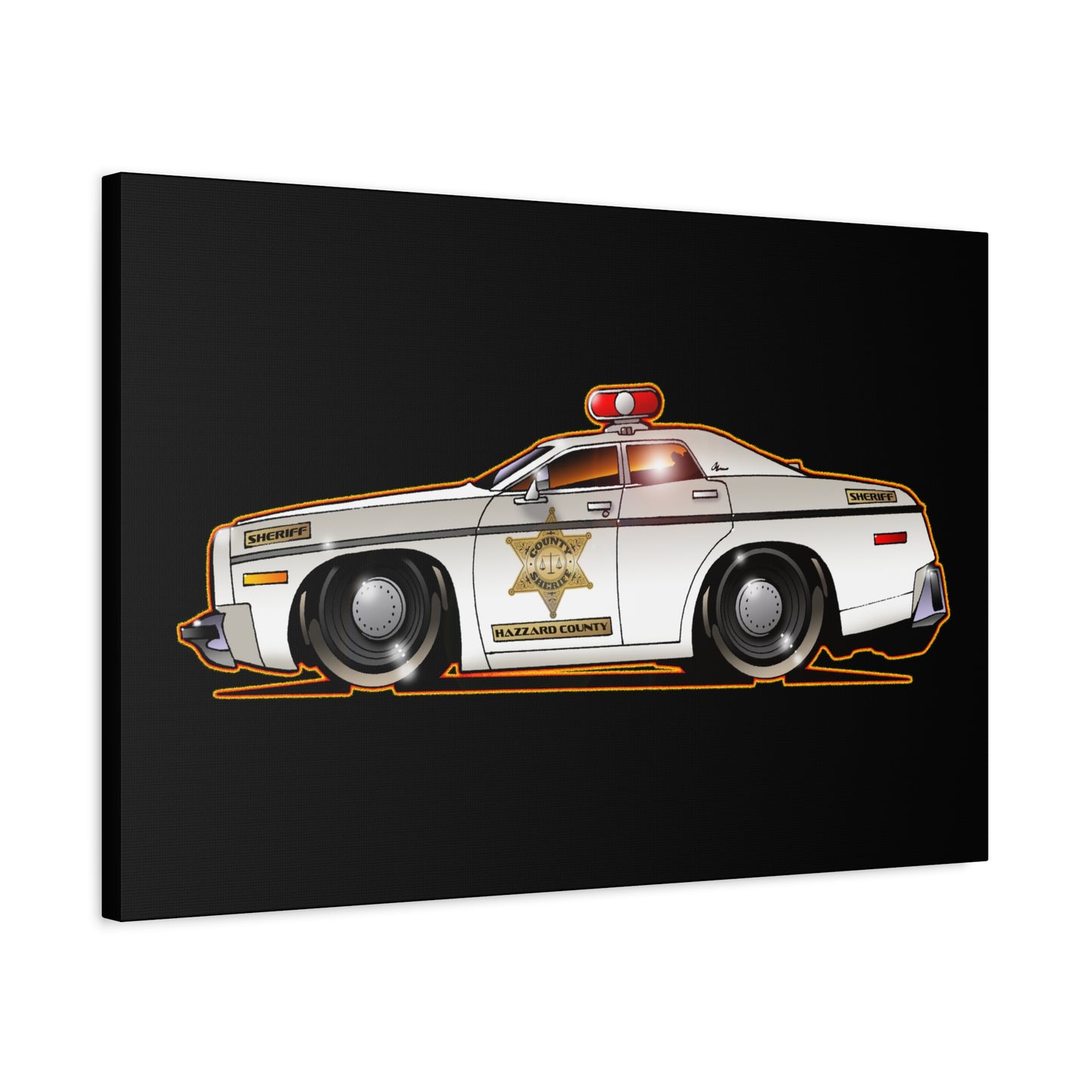 DUKES OF HAZZARD SHERIFF POLICE CAR Fireball Art Canvas Print
