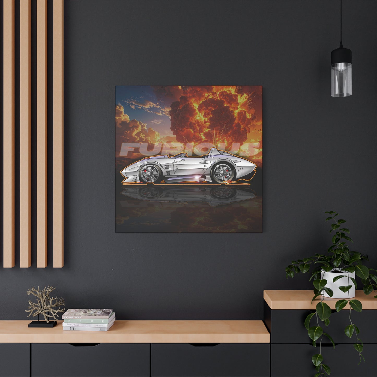 FAST AND FURIOUS Grand Sport Stingray Corvette Fireball Art Canvas Print