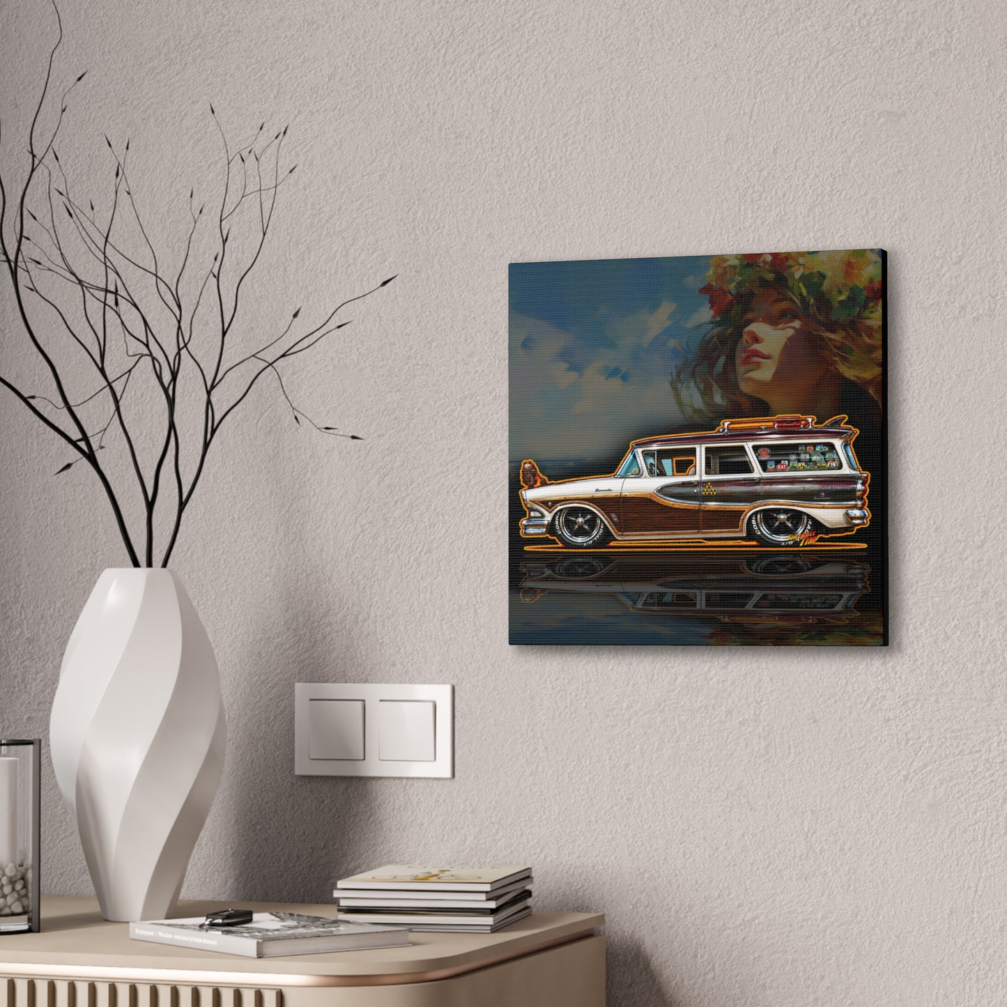 EDSEL BERMUDA 1958 Custom Station Wagon Collectible Art Canvas Stretched Print