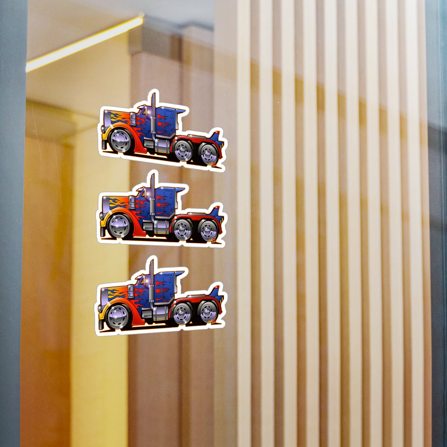 TRANSFORMERS OPTIMUS PRIME Semi Truck Fireball Art Decal Stickers - 4 Sizes