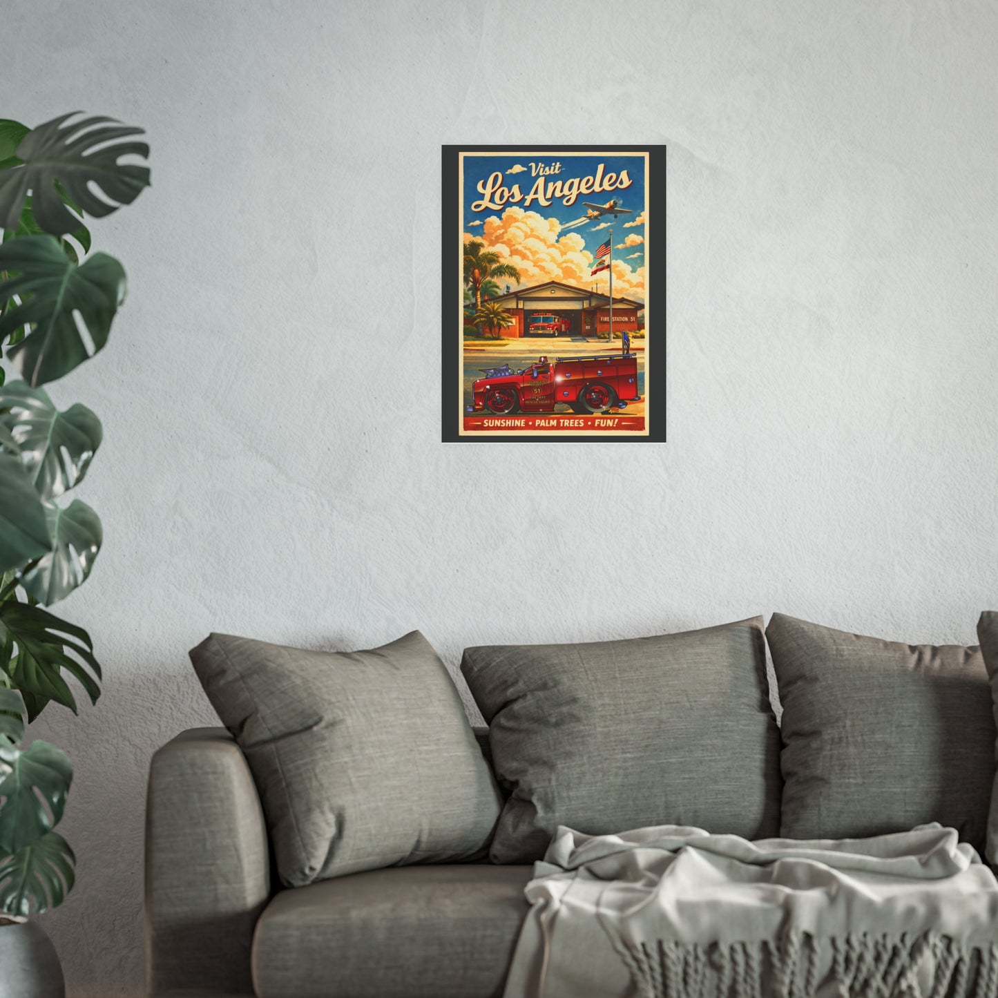 VISIT LOS ANGELES Emergency Station 51 Satin/Matte Fireball Art Poster