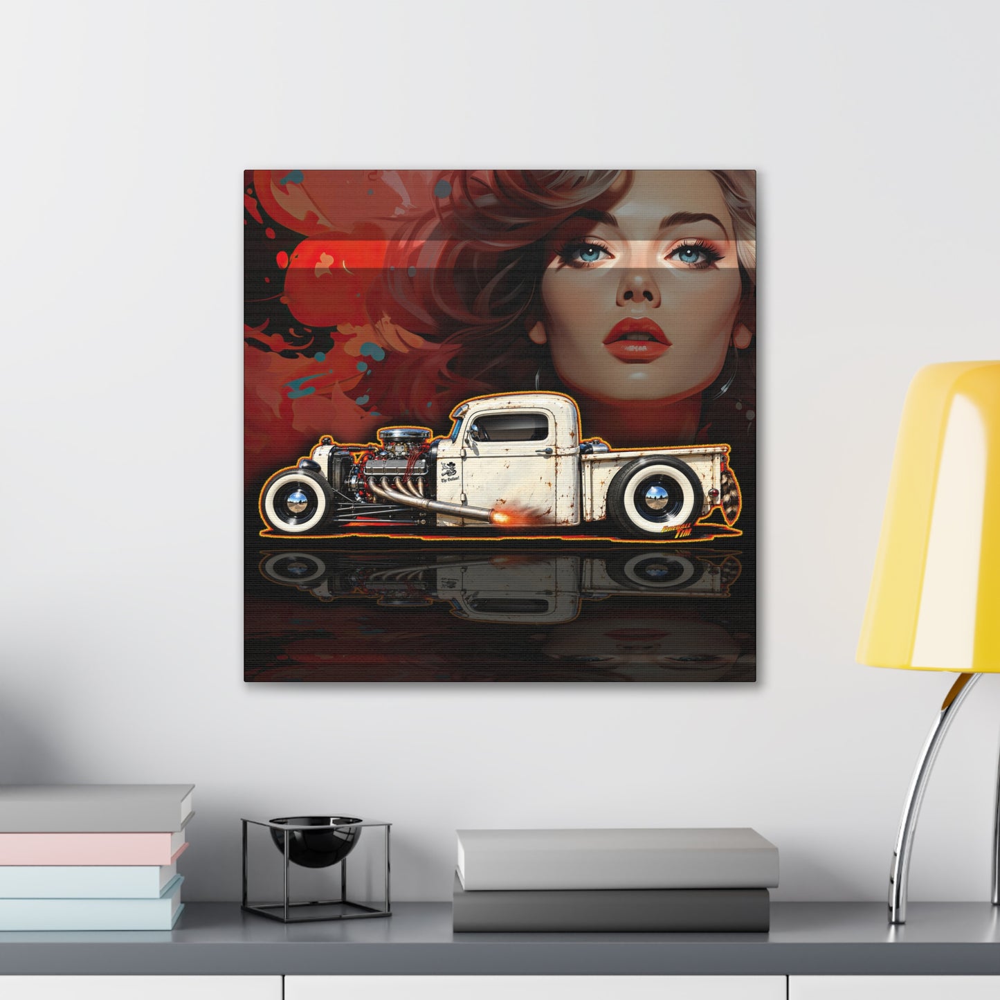 OUTLAW 150 Hot Rod Rat Rod Collectible Fireball Art Canvas Stretched Print